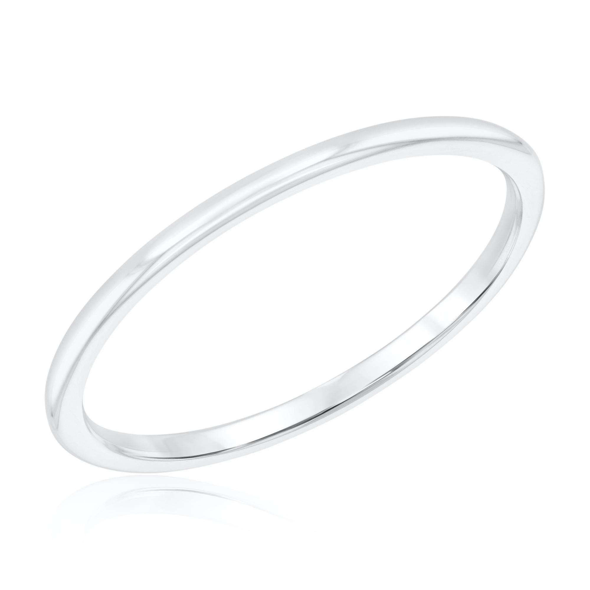 Half Rounded White Gold 1.2mm Band - Embrace Collection - Size 8