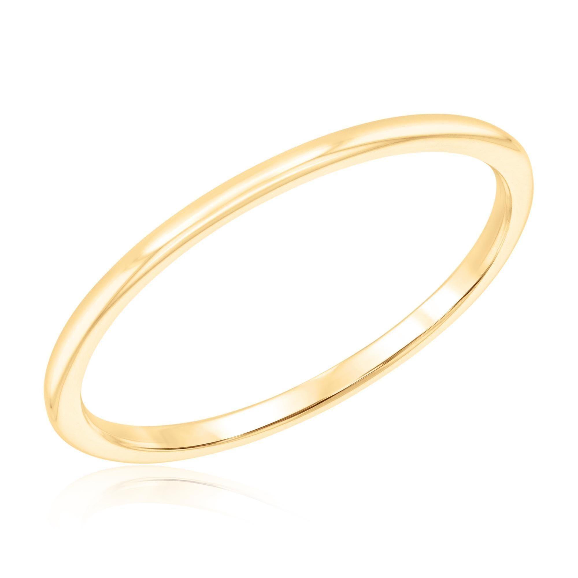 Half Rounded Yellow Gold 1.2mm Band - Embrace Collection - Size 5.5