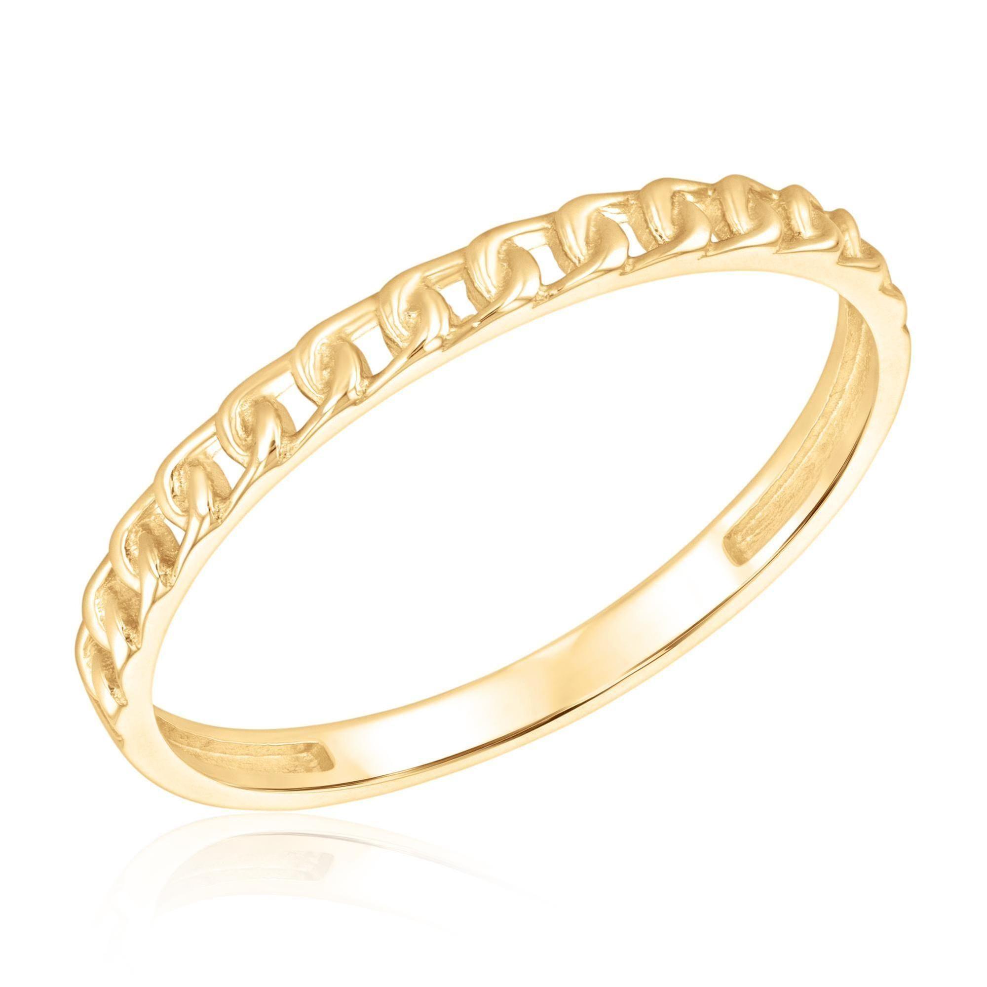 Link Chain Design Yellow Gold Wedding Band - Embrace Collection - Size 4