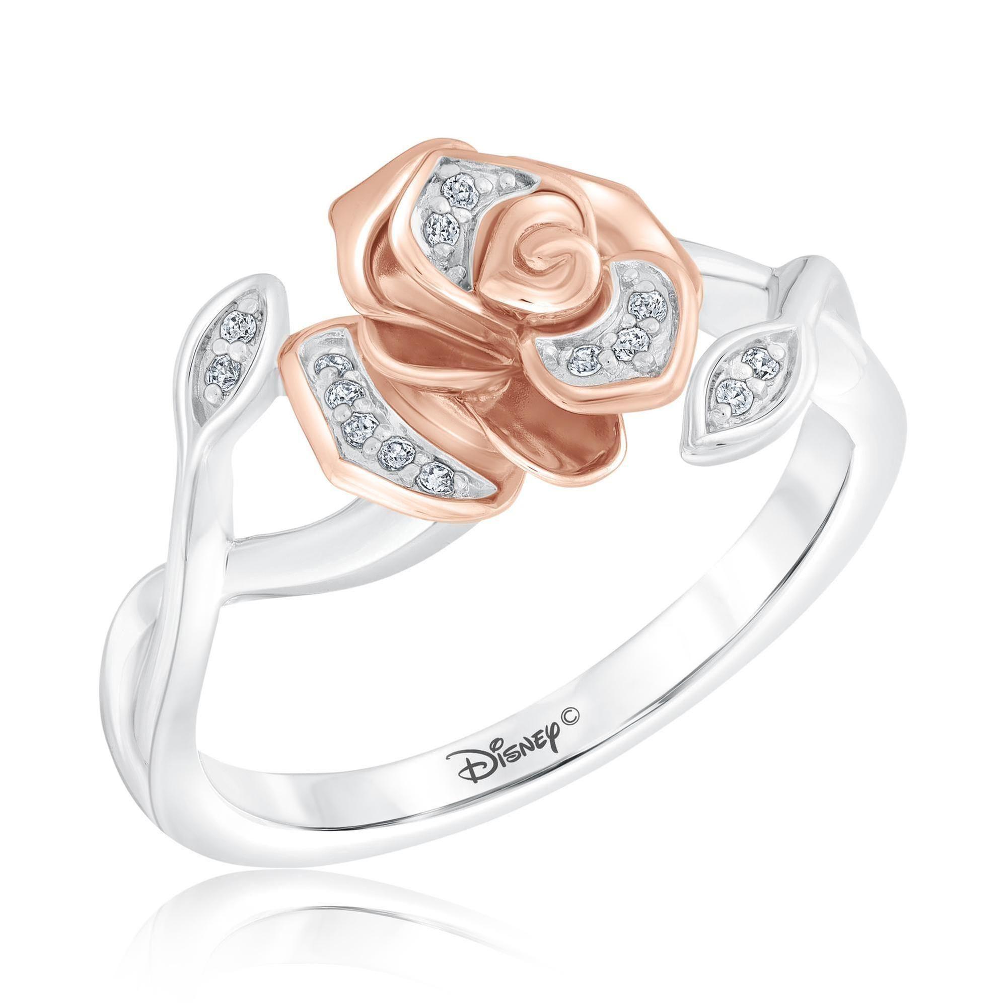 Enchanted Disney Womens Fine Jewelry Belles Rose Diamond Fashion Ring 120ctw Ring Size 85 158$