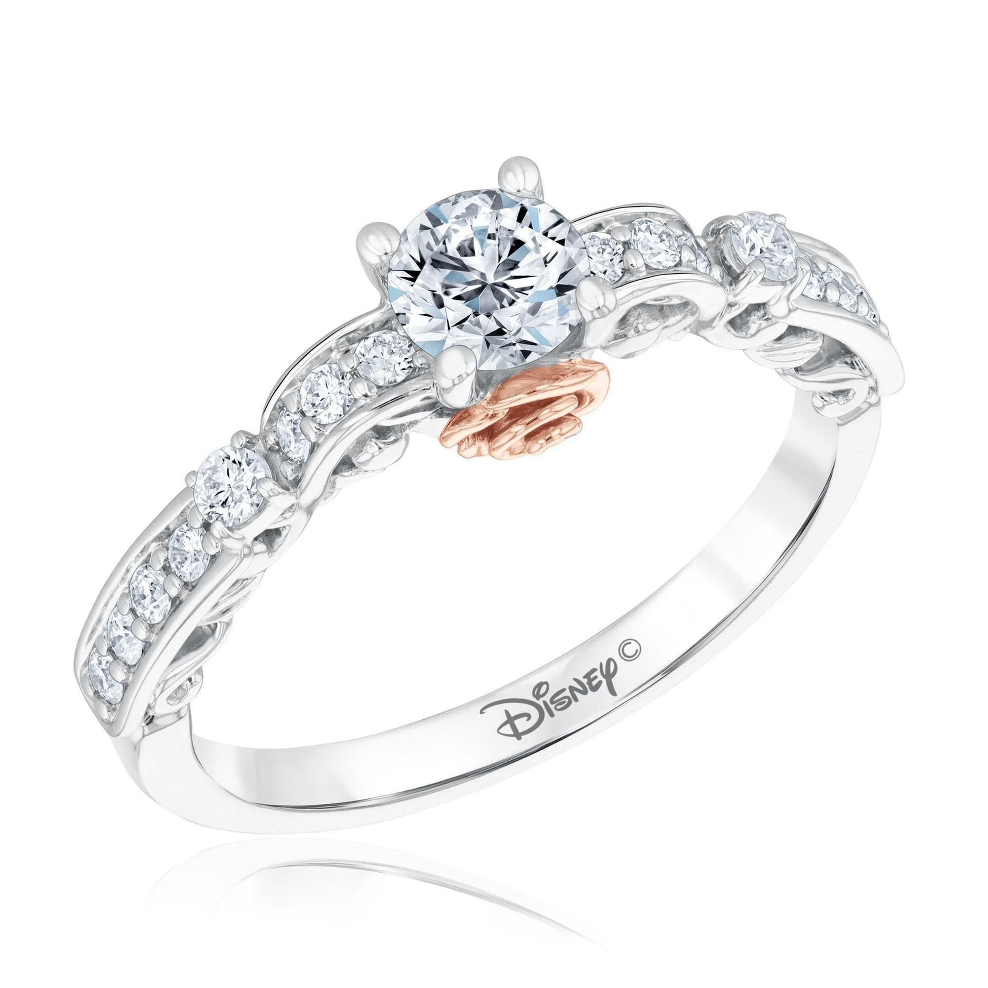 Enchanted Disney Women's Fine Jewelry Belle's Rose Two-Tone Diamond Engagement Ring 3/4ctw Ring Size: 6.5