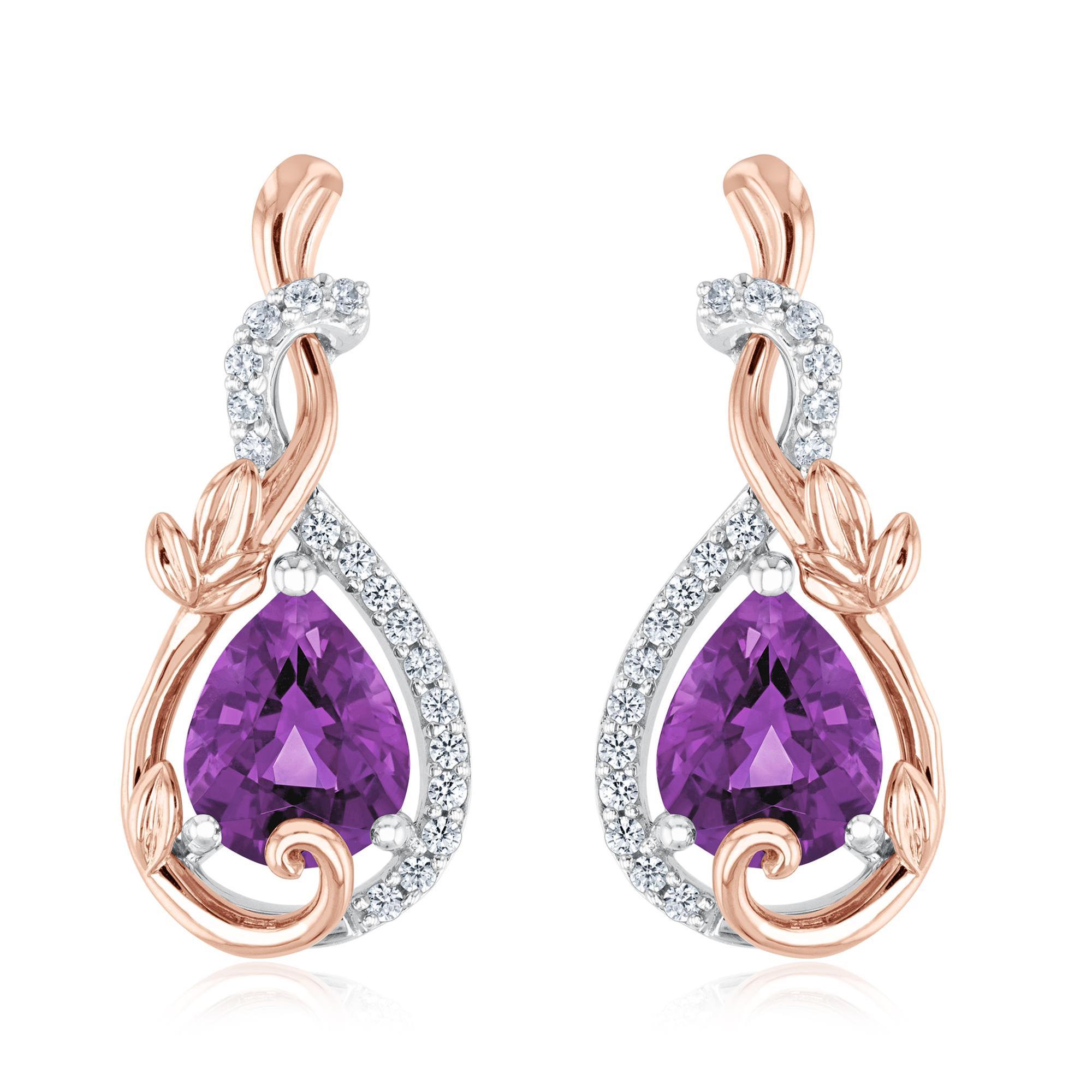 Enchanted Disney Fine Jewelry Rapunzel Amethyst and Diamond Drop 