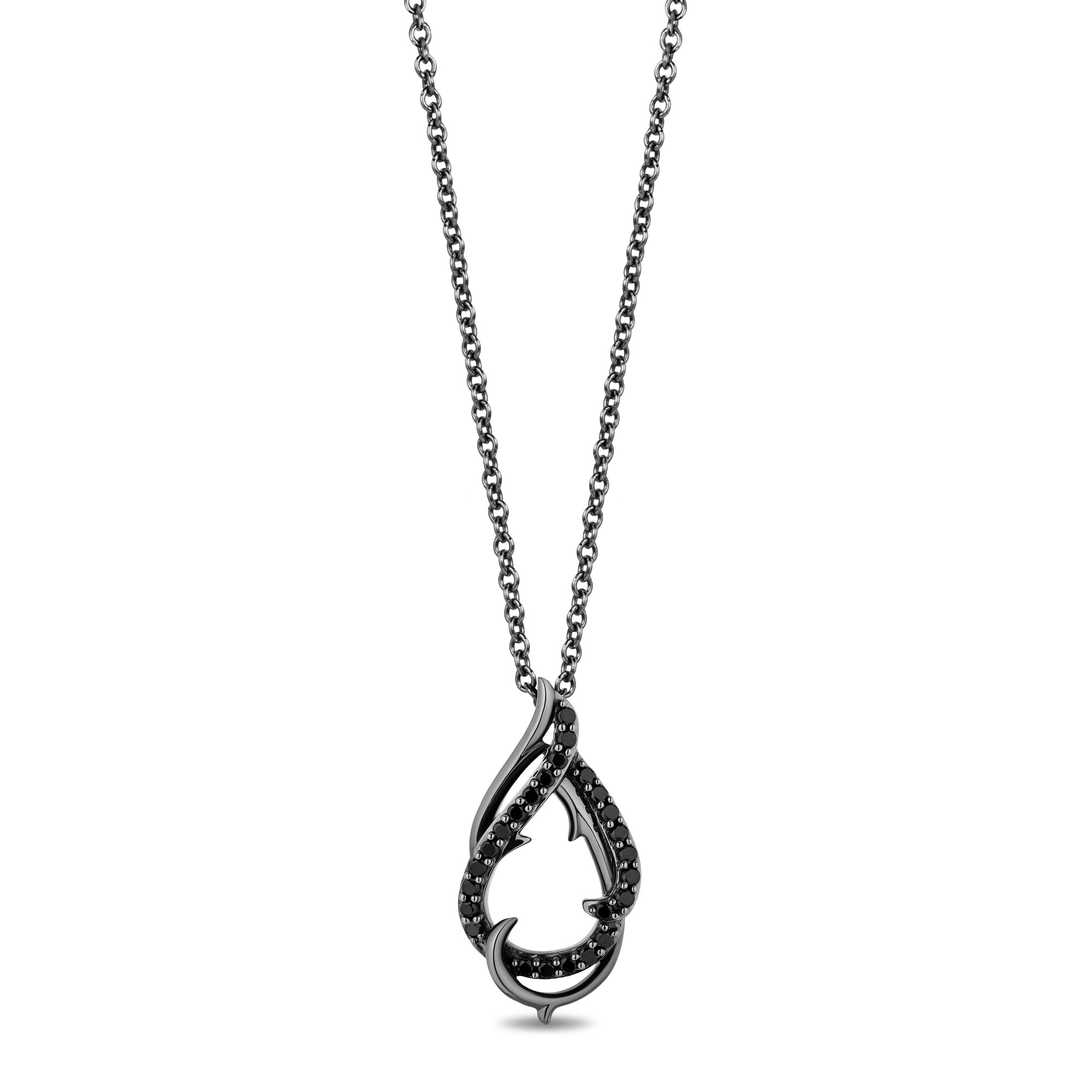 Enchanted Disney  Fine Jewelry Villains Maleficent 1/5ctw Treated Black Diamond Pendant Necklace