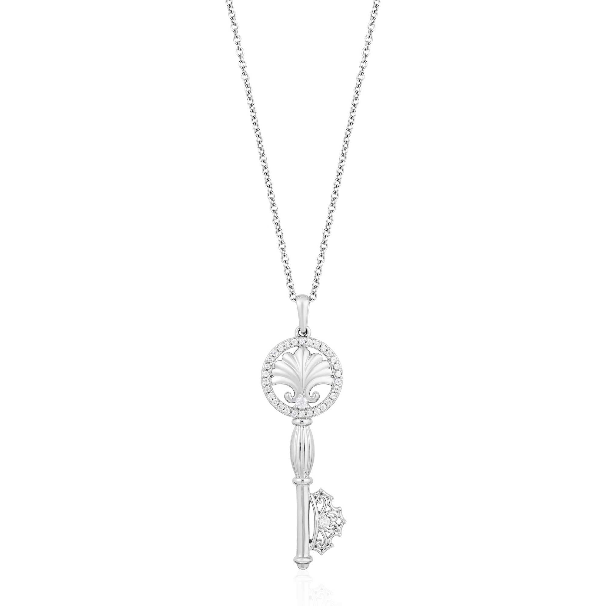 Mills Collection Enchanted Disney Vault Ariel Diamond Tiara Key Pendant Necklace 1/6ctw