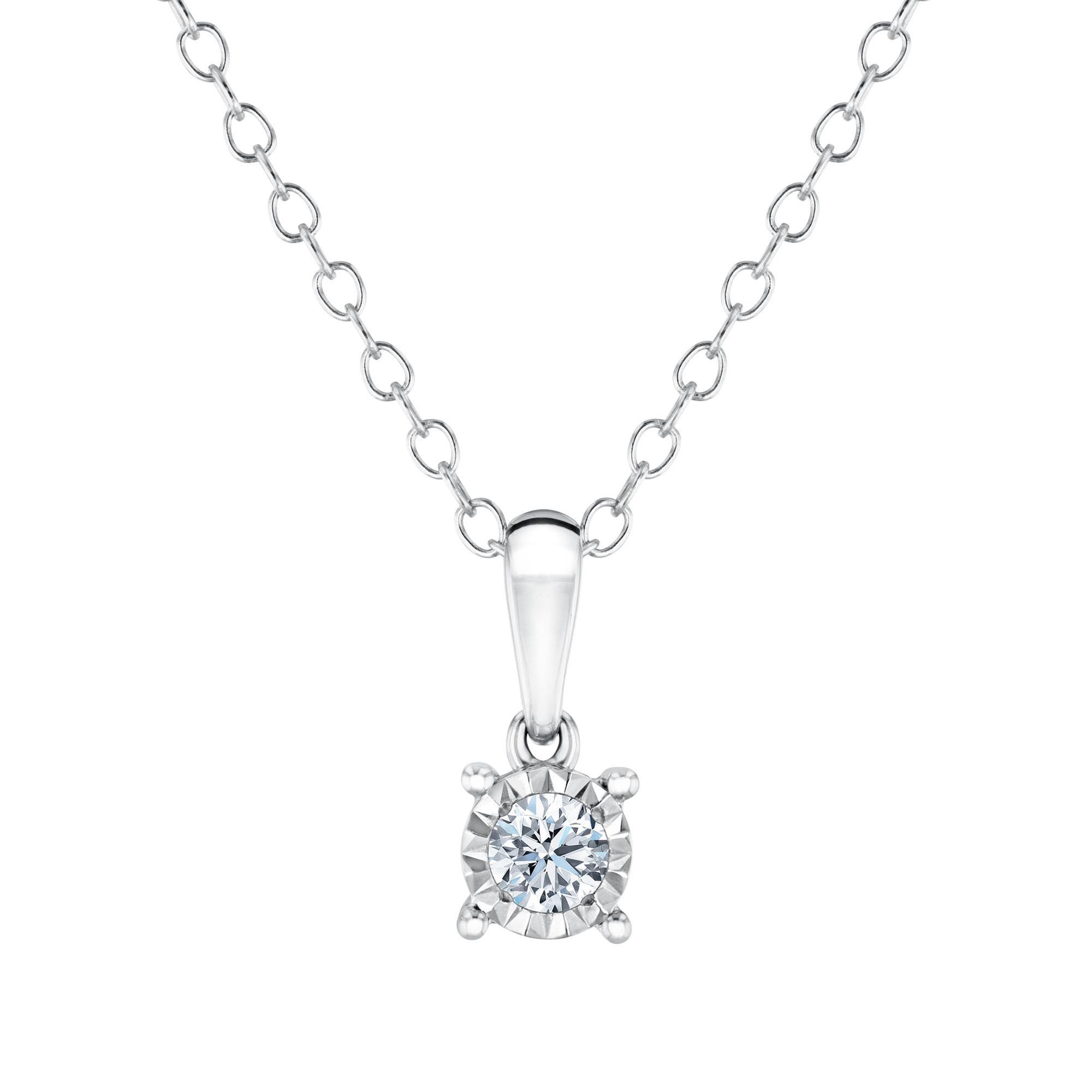 Endless Sparkle Round Diamond Solitaire Pendant Necklace 1/10ct