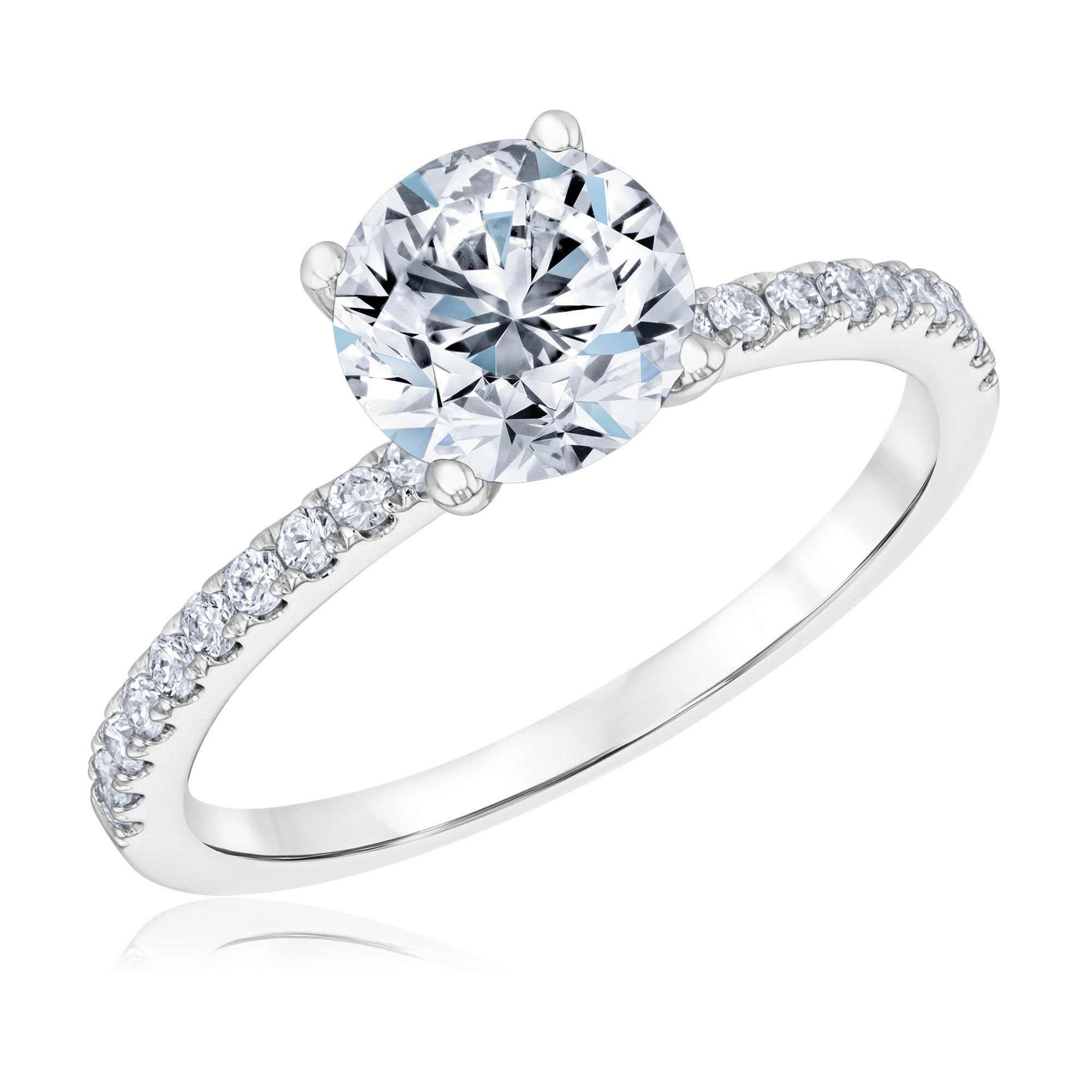 1 3/4ctw Round Lab Grown Diamond White Gold Engagement Ring - Col