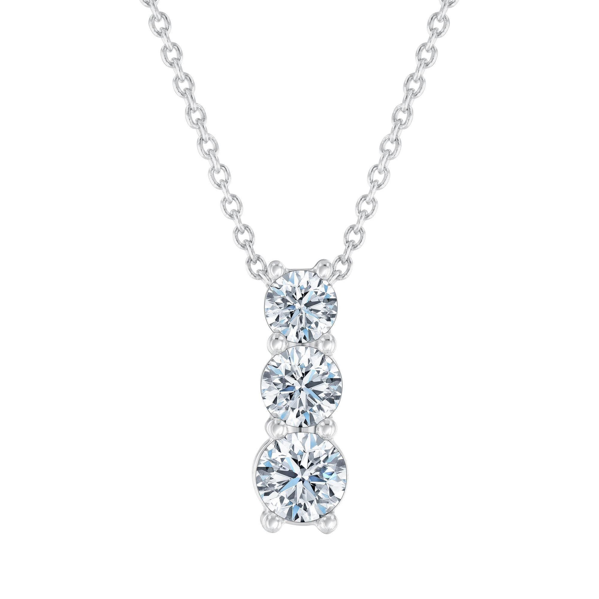 1/2ctw Lab Grown Diamond Three-Stone Pendant Necklace