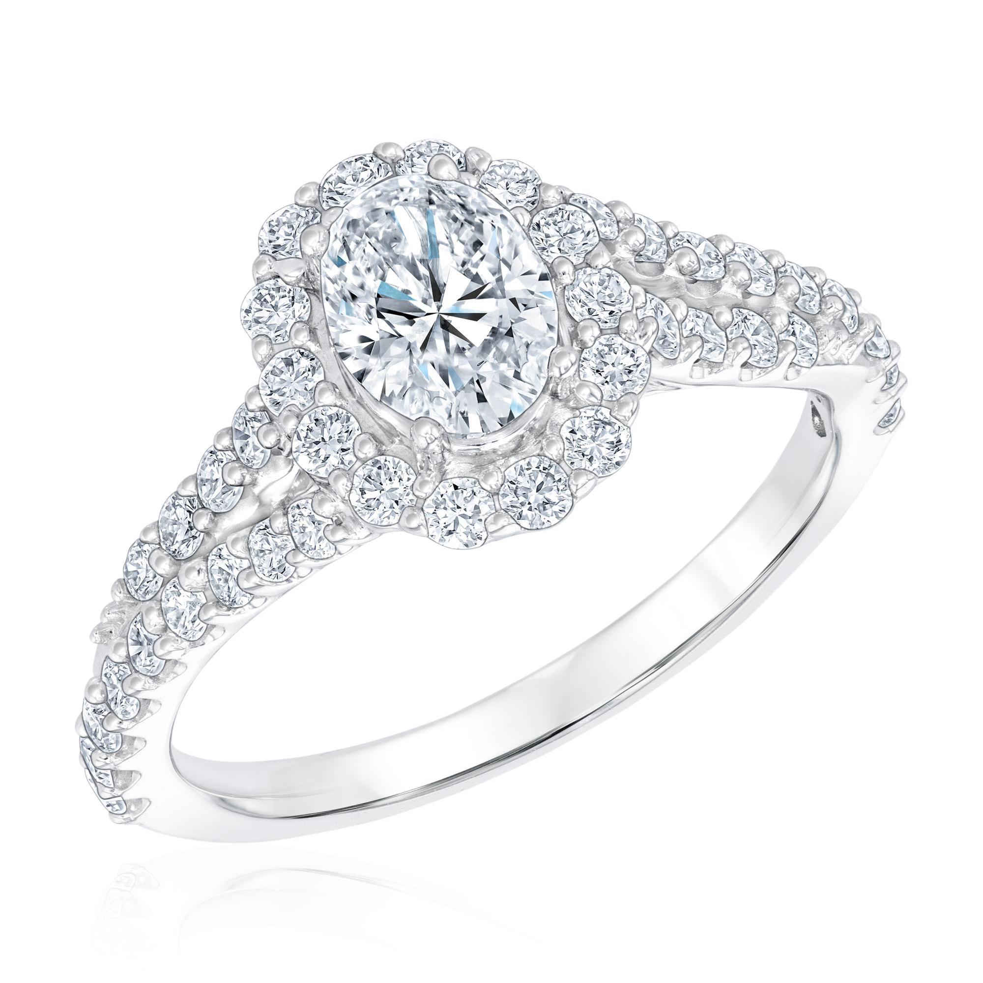 1 3/8ctw Oval Lab Grown Diamond Halo Engagement Ring