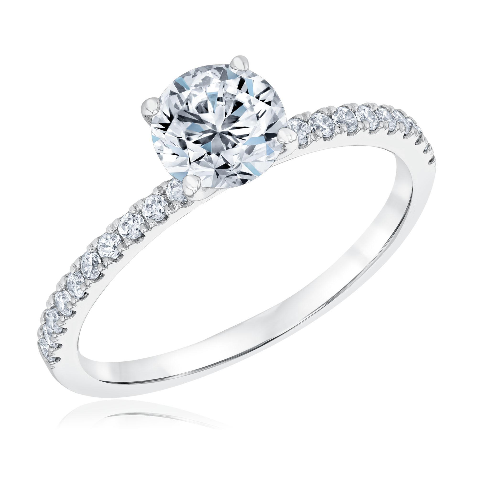 1 1 5ctw Round Lab Grown Diamond White Gold Engagement Ring Colorless