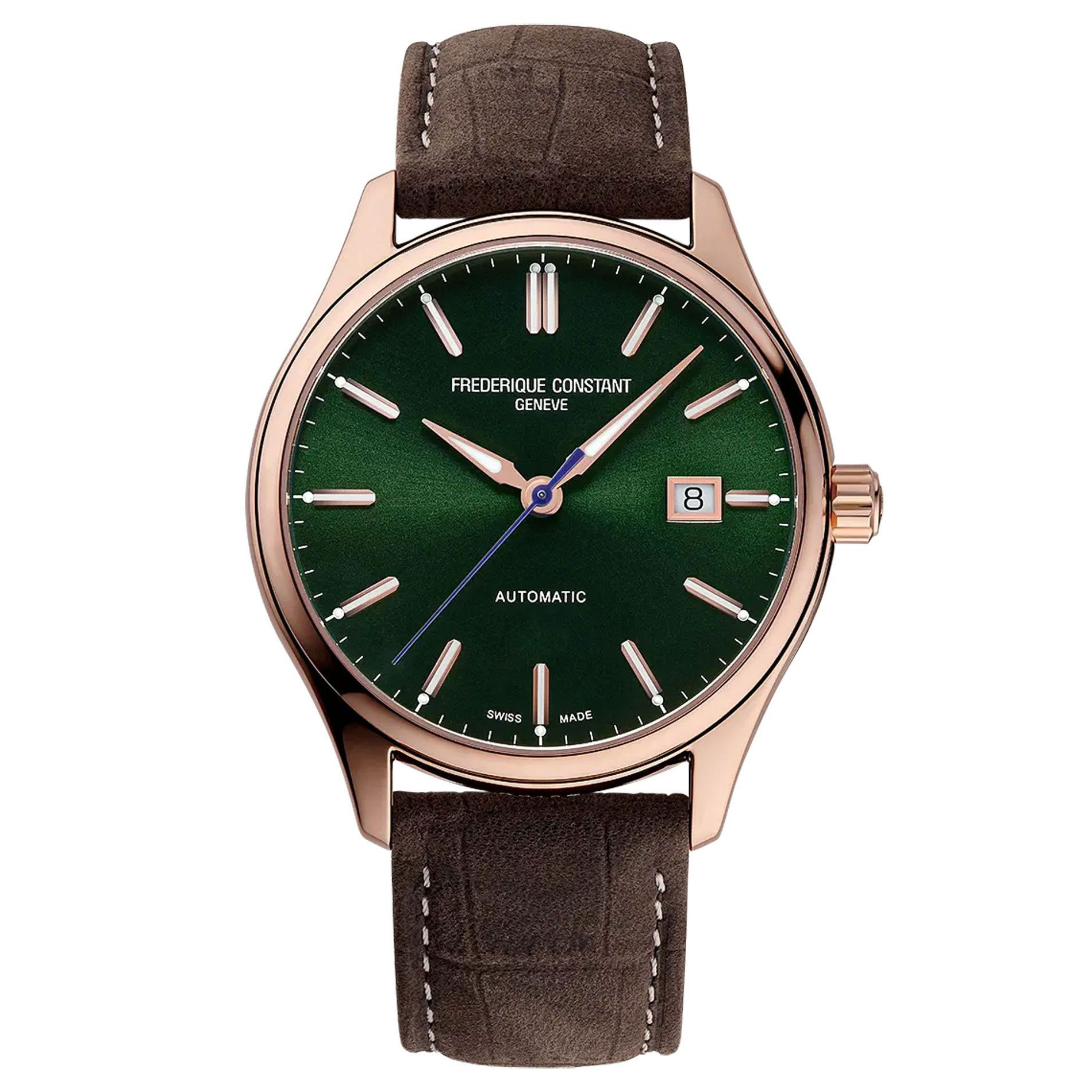 Frederique Constant Classics Index Green Dial Brown Leather Strap Watch 40mm - FC-303GR5B4