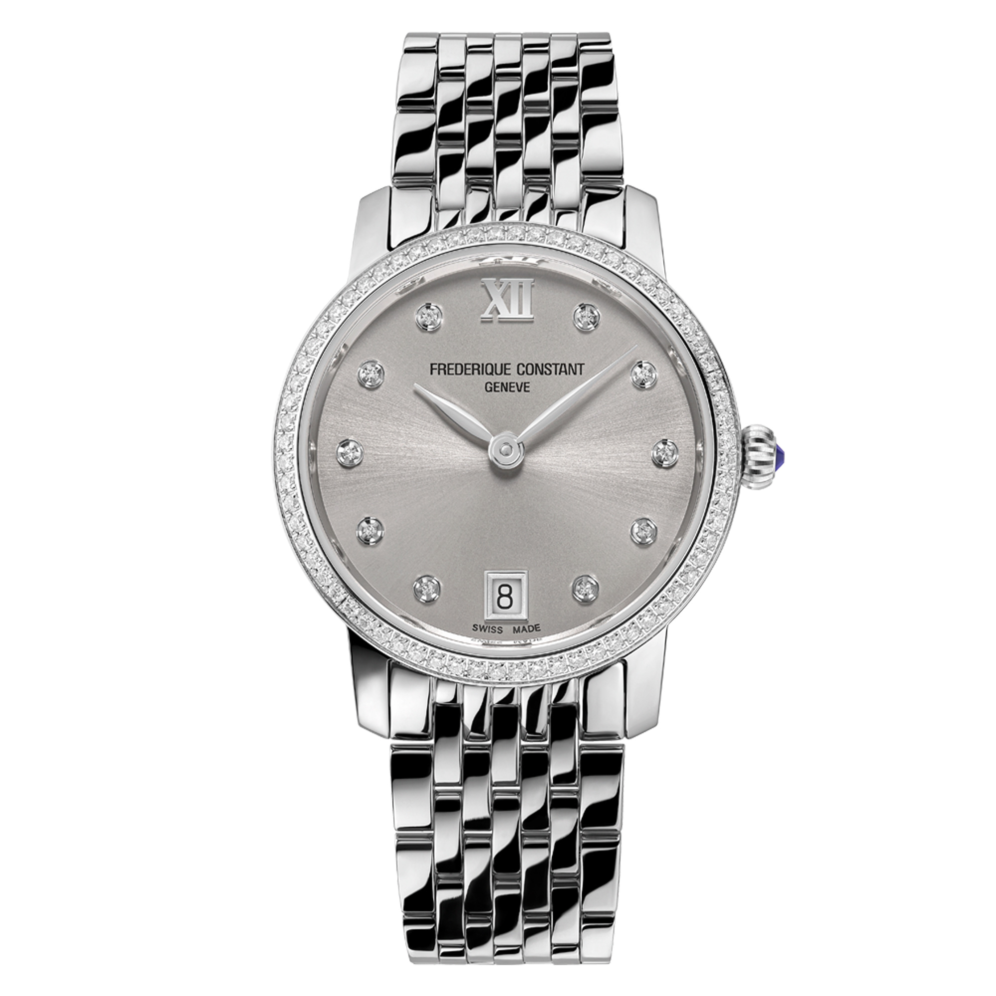 Classics Slimline Diamond Accent Silver-Tone Stainless Steel Bracelet Watch 30mm - Frederique Constant FC-220LBD1SD26B
