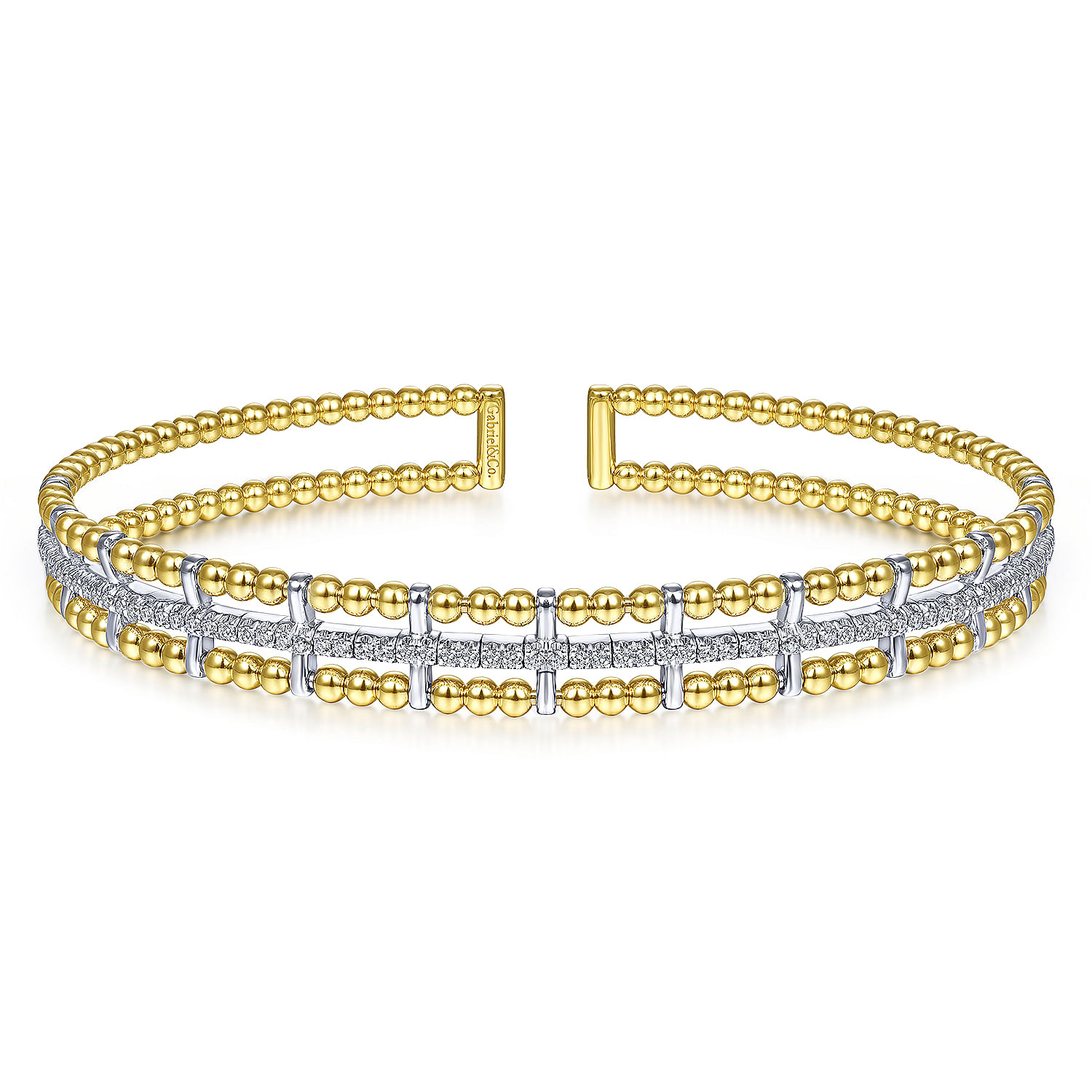 Gabriel Co Yellow and White Gold 38ctw Diamond Bujukan Cuff Bangle Bracelet 5900$