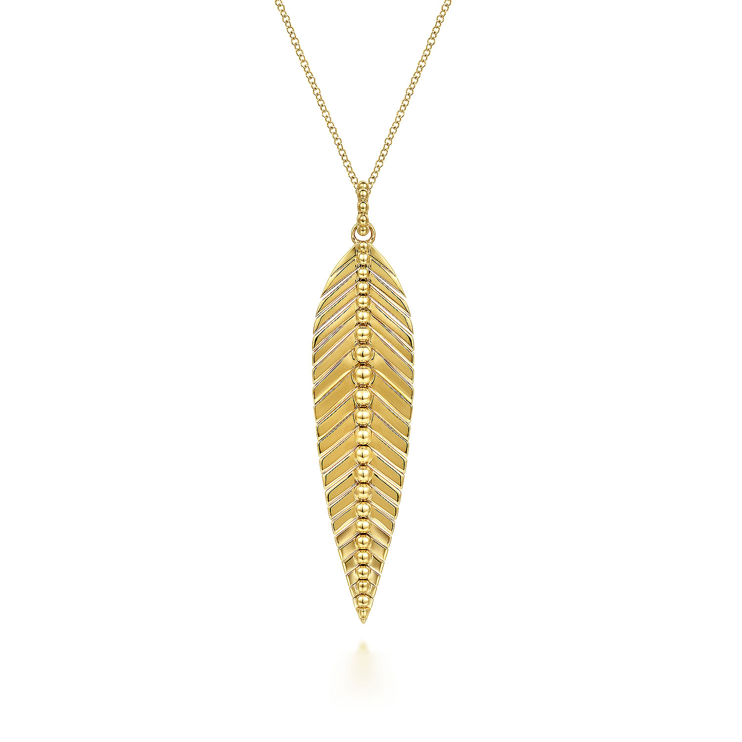 Gabriel & Co.  Yellow Gold Bujukan Leaf Pendant Necklace