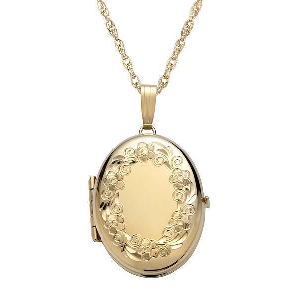 Gold-Filled Engraved Oval Four-Picture Locket