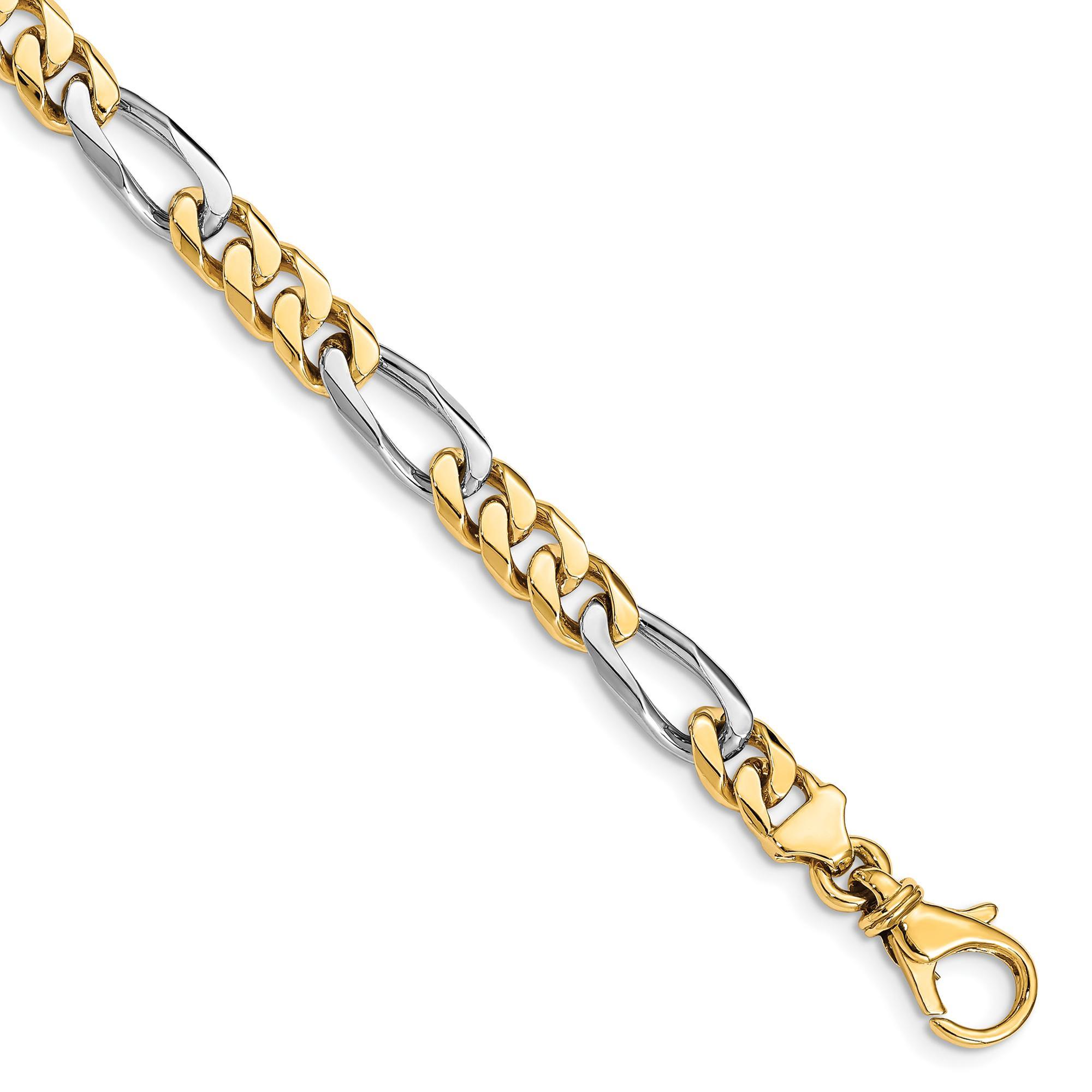 Two-Tone Gold Solid Fancy Link Bracelet | 6.1mm | 8 Inches