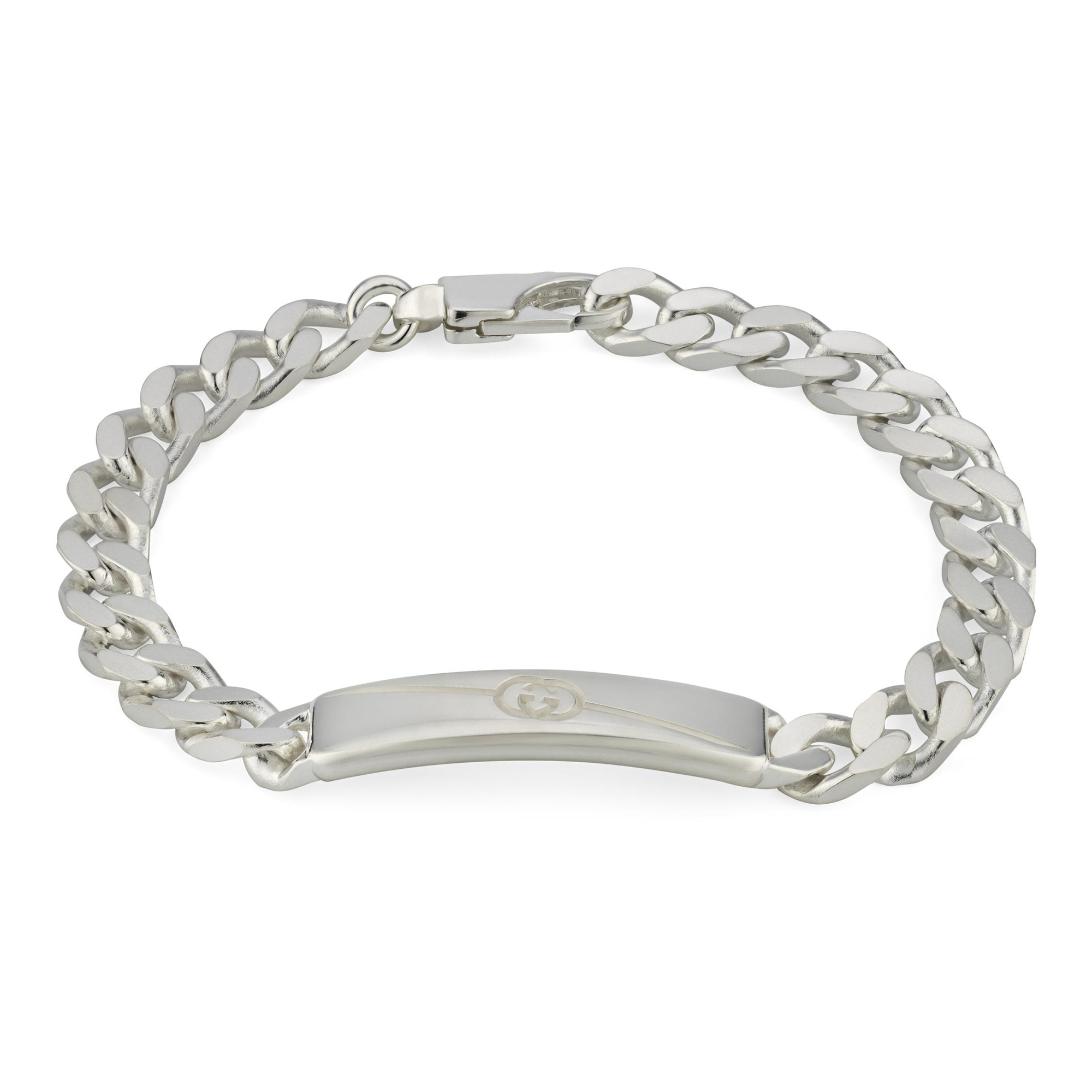 Gucci Diagonal Interlocking G Sterling Silver Bracelet - 8 Inches