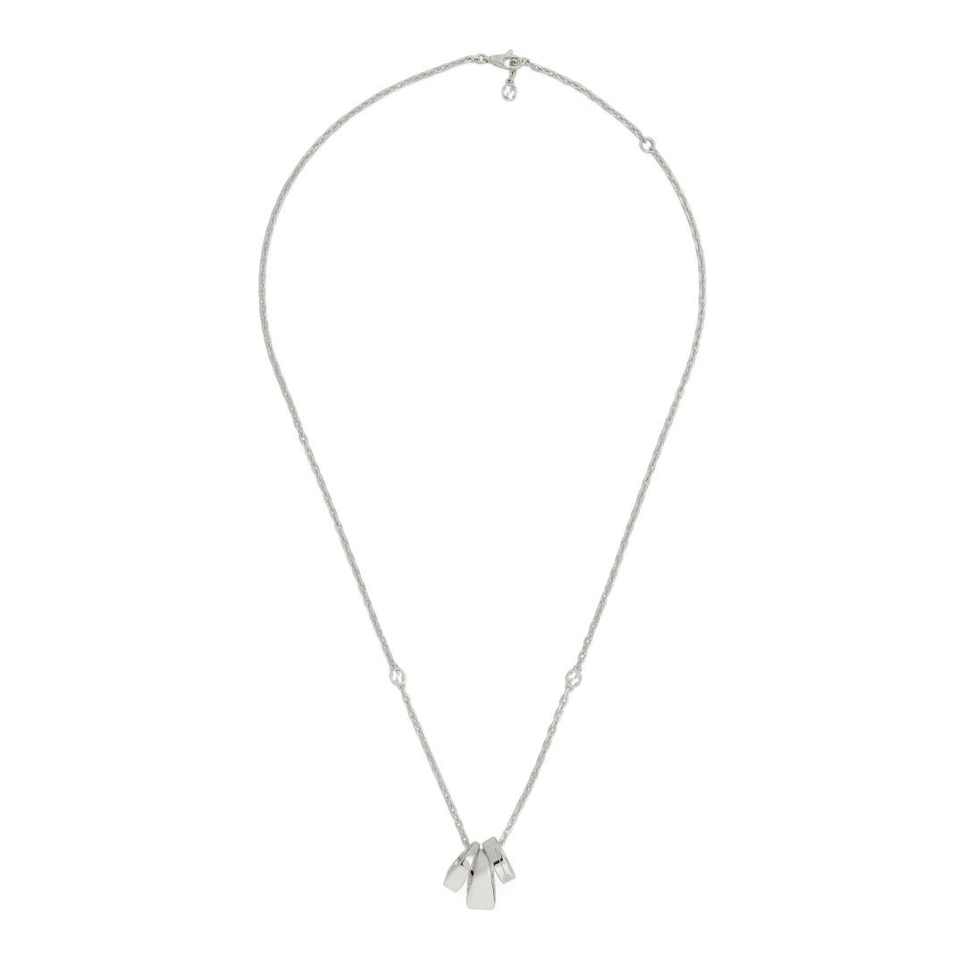 Gucci Tag Interlocking G Three Charm Sterling Silver Necklace