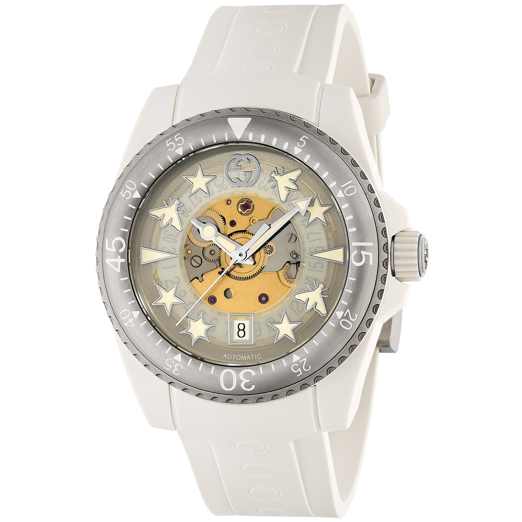 Dive Automatic White Bio-Based Plastic Strap Watch | 40mm | - Gucci YA136343