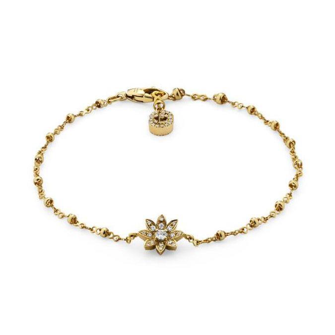 Gucci Flora Yellow Gold Bracelet with Diamonds 1/5ctw