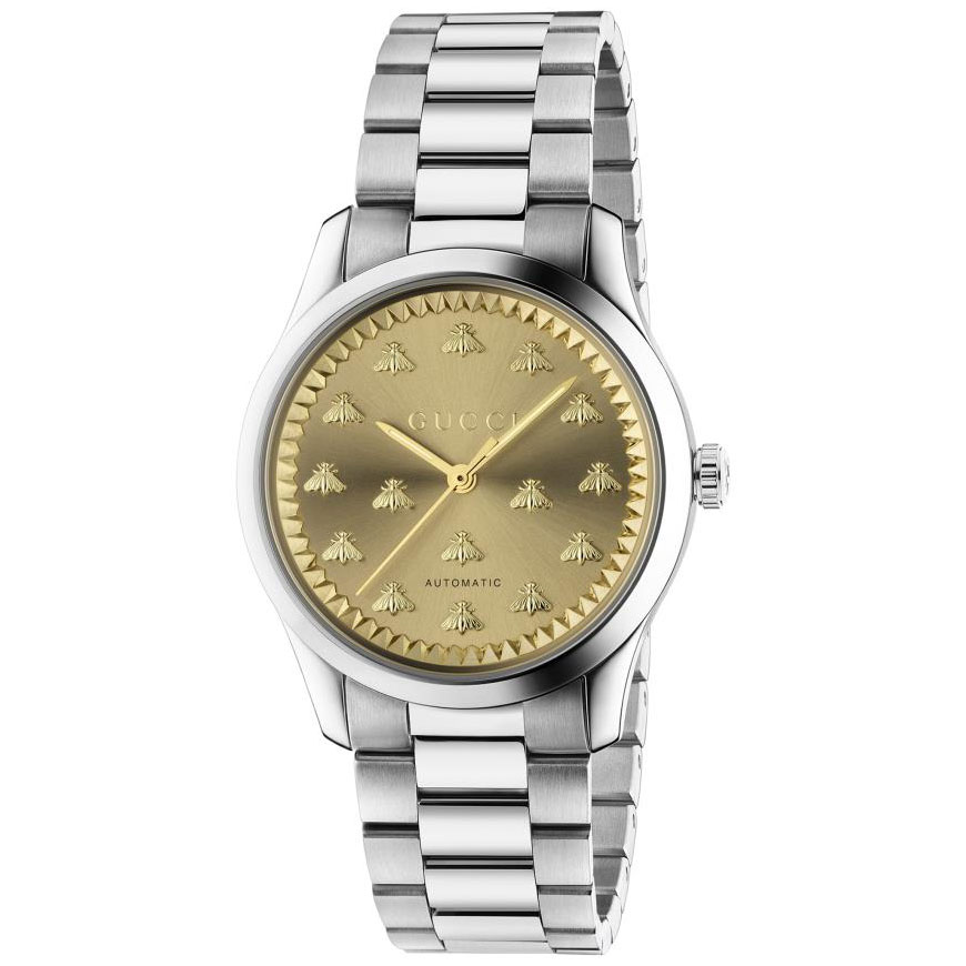 G-Timeless Yellow Gold-Tone Multi-Bee Dial Automatic Stainless Steel Watch | - Gucci YA1264191