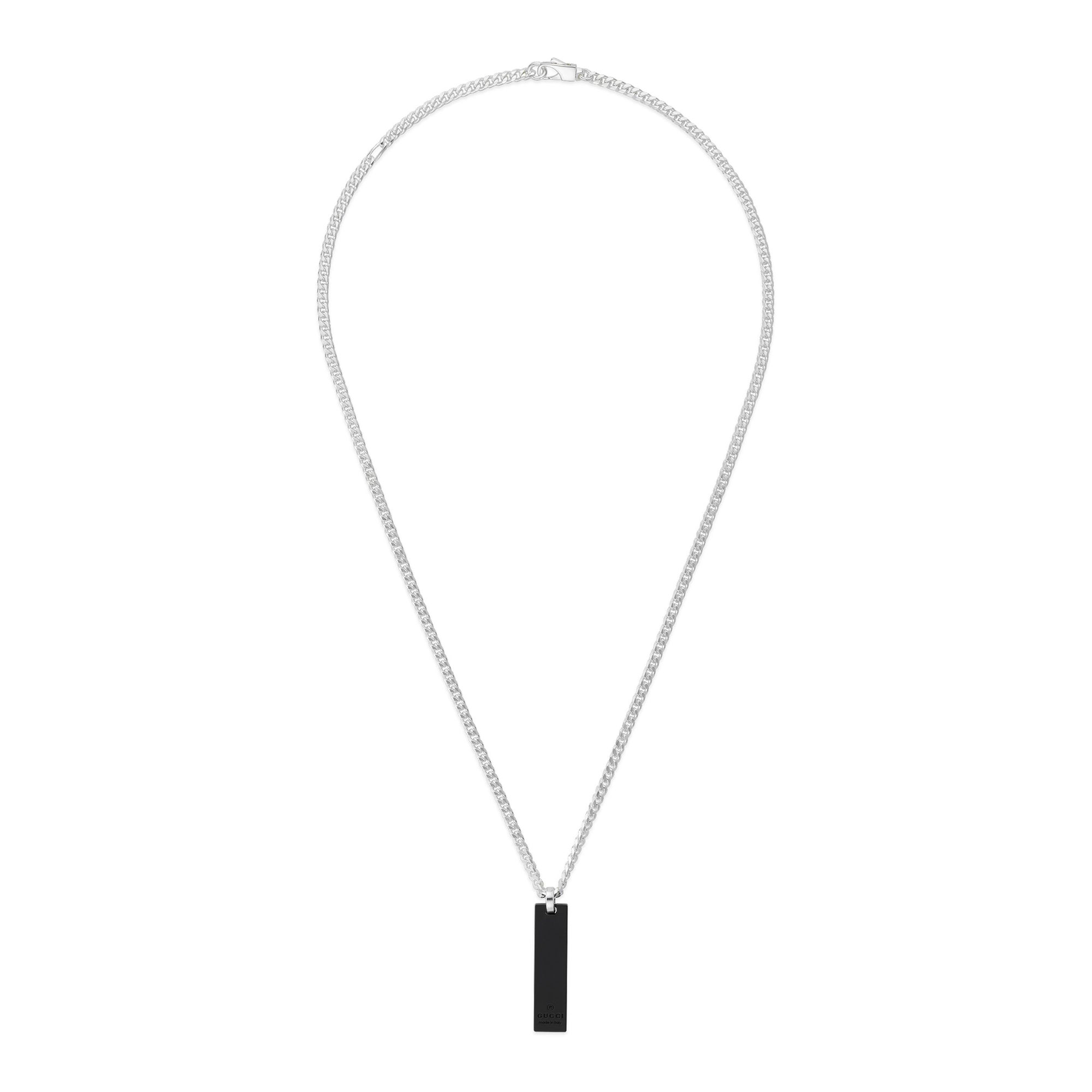 Gucci GG Tag Sterling Silver Pendant Necklace 650$