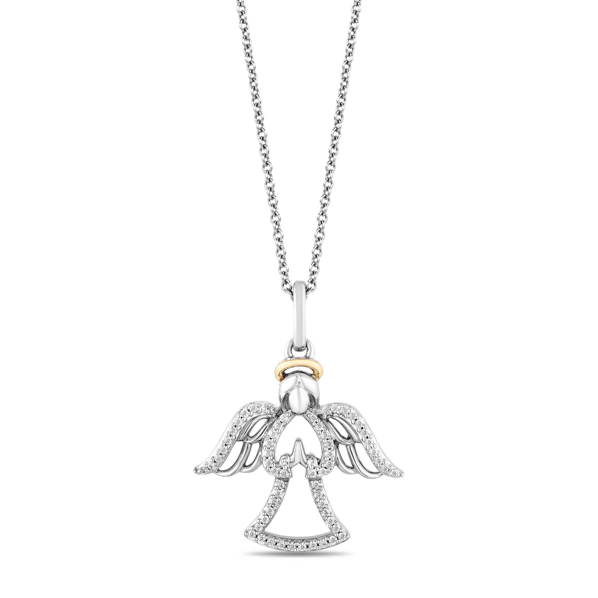 Hallmark Diamonds Two-Tone Angel Pendant Necklace 1/6ctw -  PF221964THM