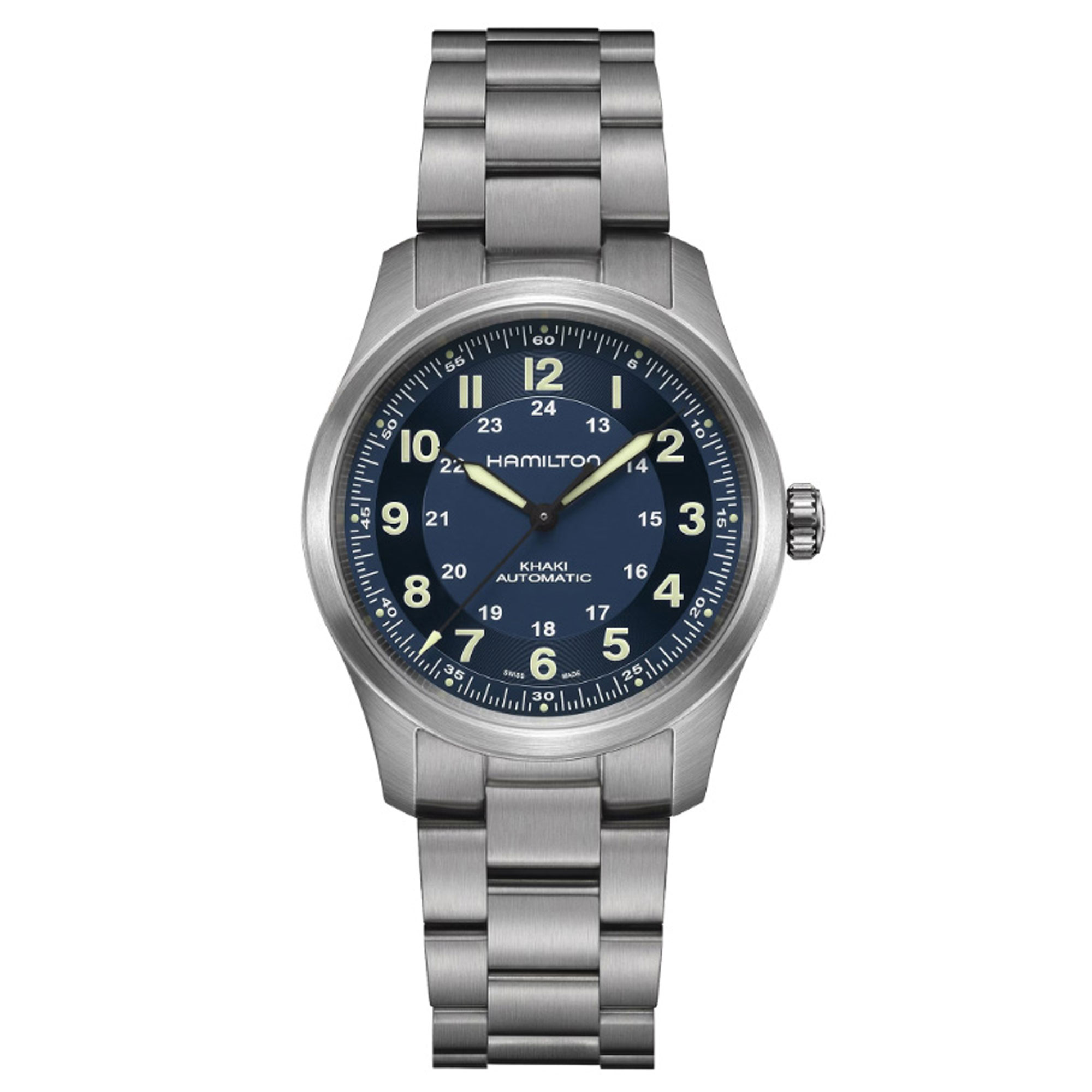 Khaki Field Titanium Auto Blue Dial Titanium Bracelet Watch 42mm - Hamilton H70545140