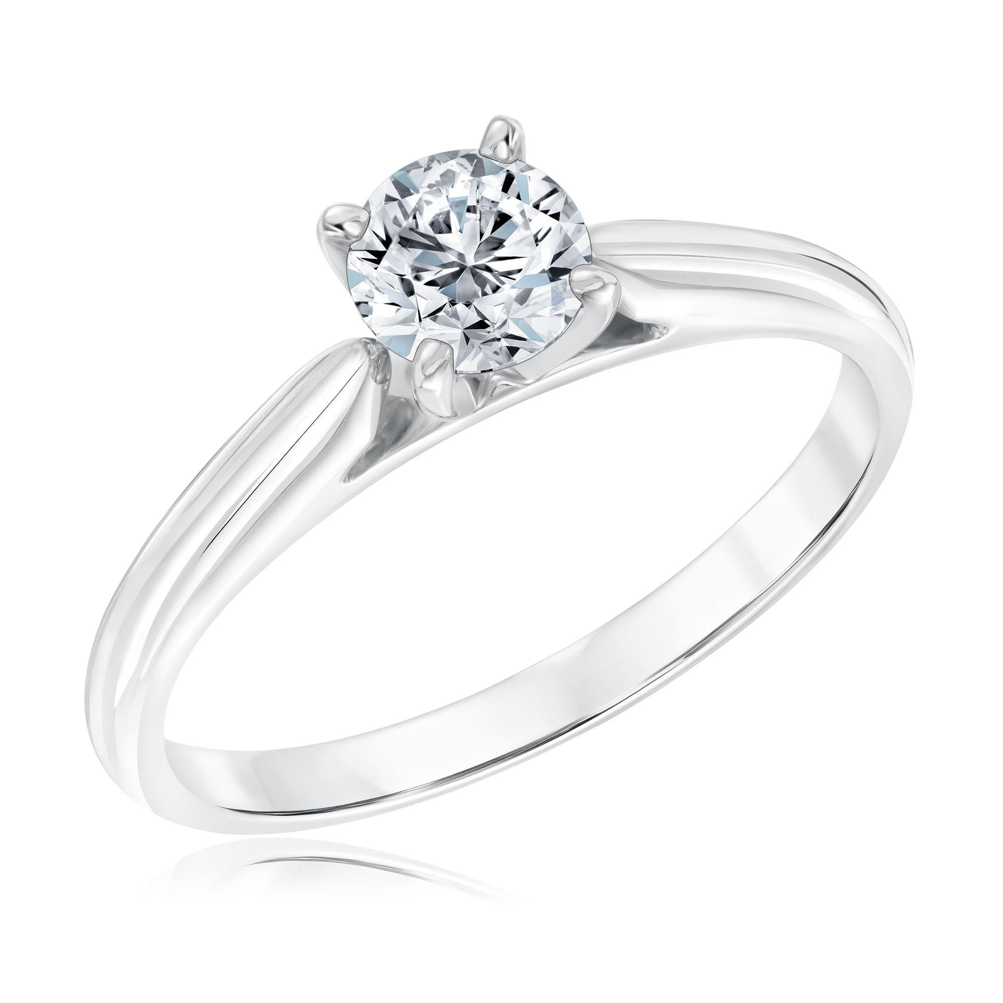 5/8ct Round Diamond Solitaire White Gold Engagement Ring - Herita