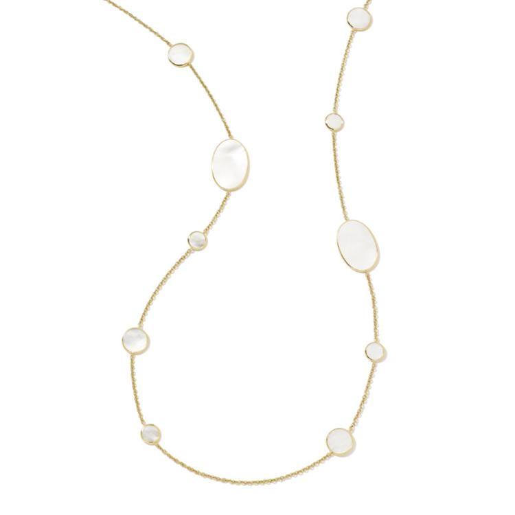 IPPOLITA Yellow Gold Station Necklace in Mother-of-Pearl - POLISH