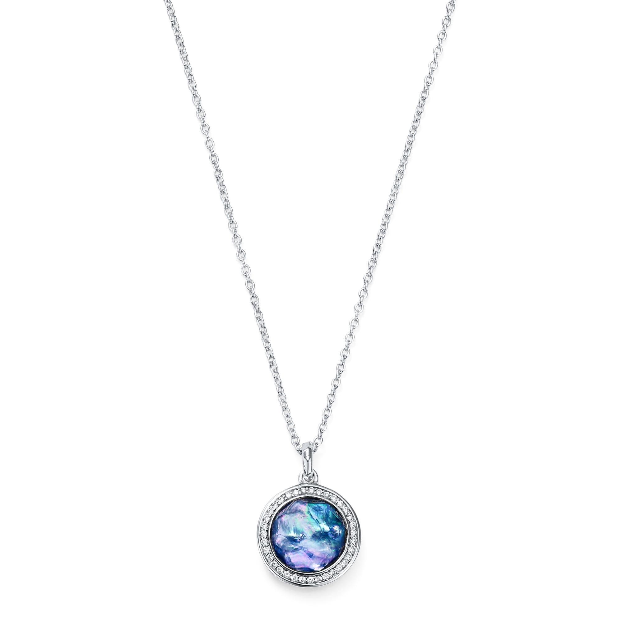 IPPOLITA Mini Silver Pendant Necklace with Diamonds in Lapis Trip