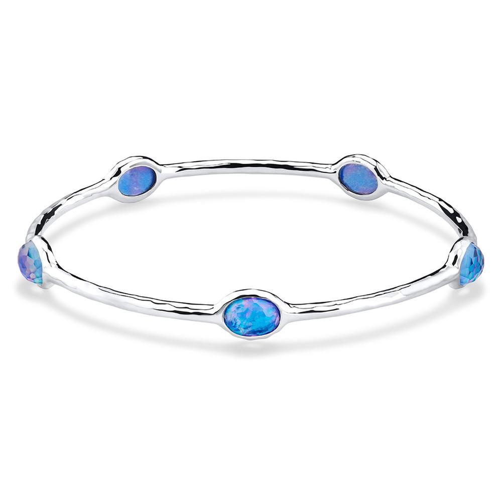 IPPOLITA Silver Five-Stone Bangle Bracelet in Lapis Triplet - ROC