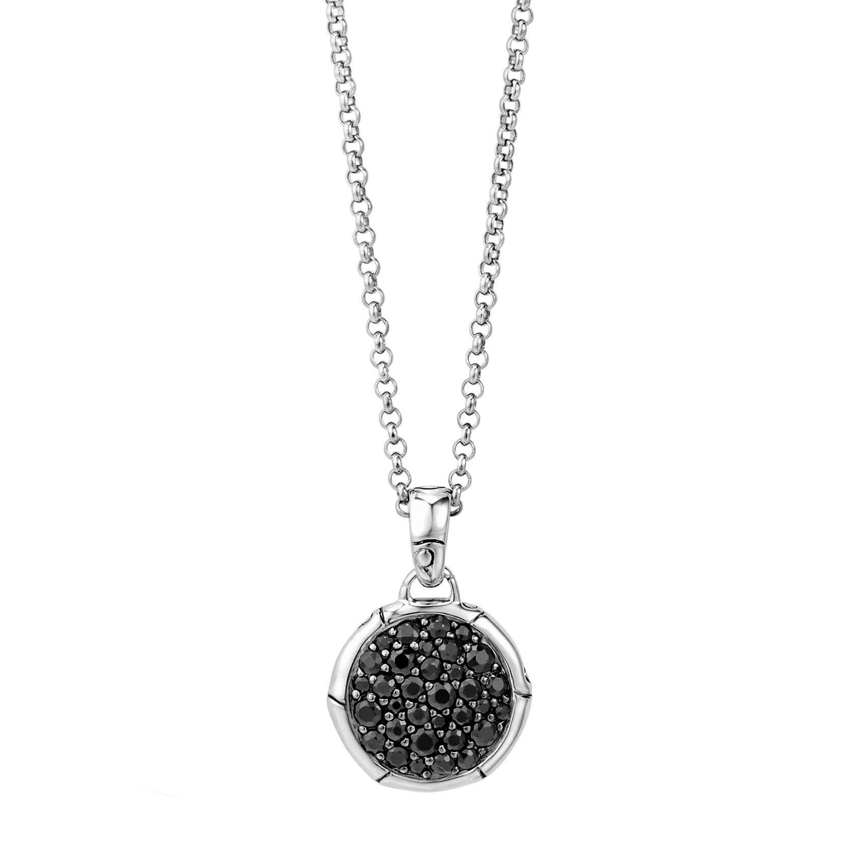 John Hardy Bamboo Lava Black Sapphire Small Round Pendant Necklac