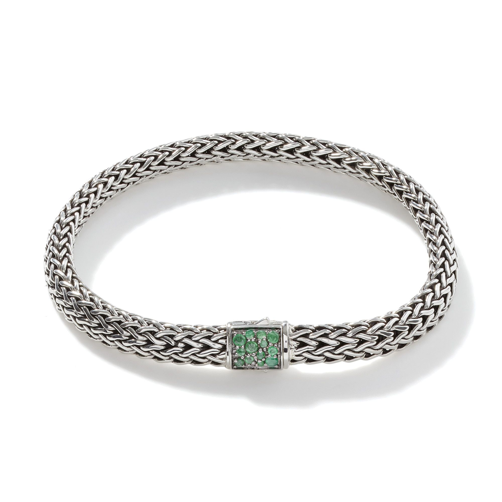 John Hardy Classic Chain Birthstone Collection Emerald and Black Sapphire Reversible Sterling Silver Bracelet | 6.5mm | Small -  BBS90422RVBLS2EMXUS