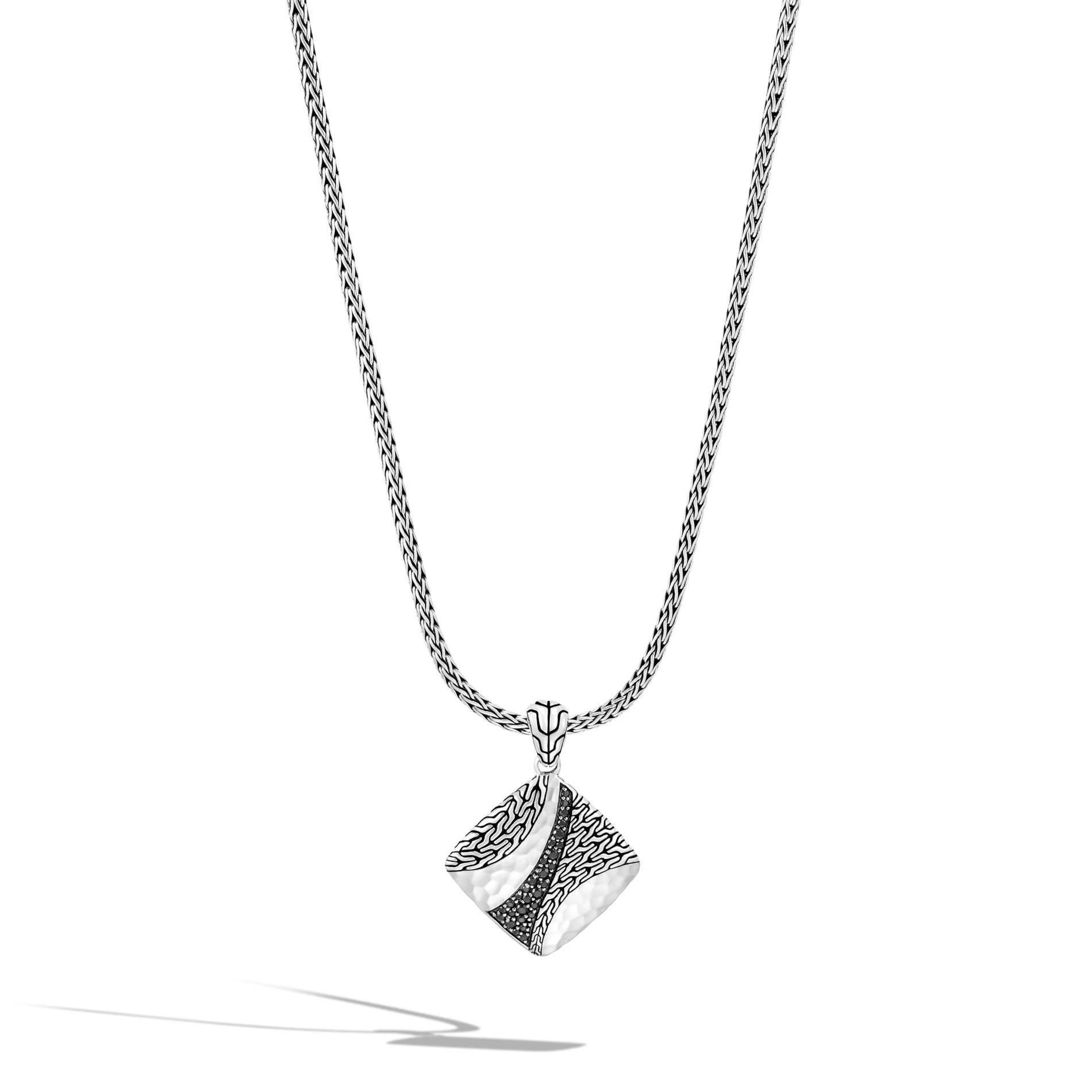 John Hardy Classic Chain Hammered Pendant Necklace with Black Sap