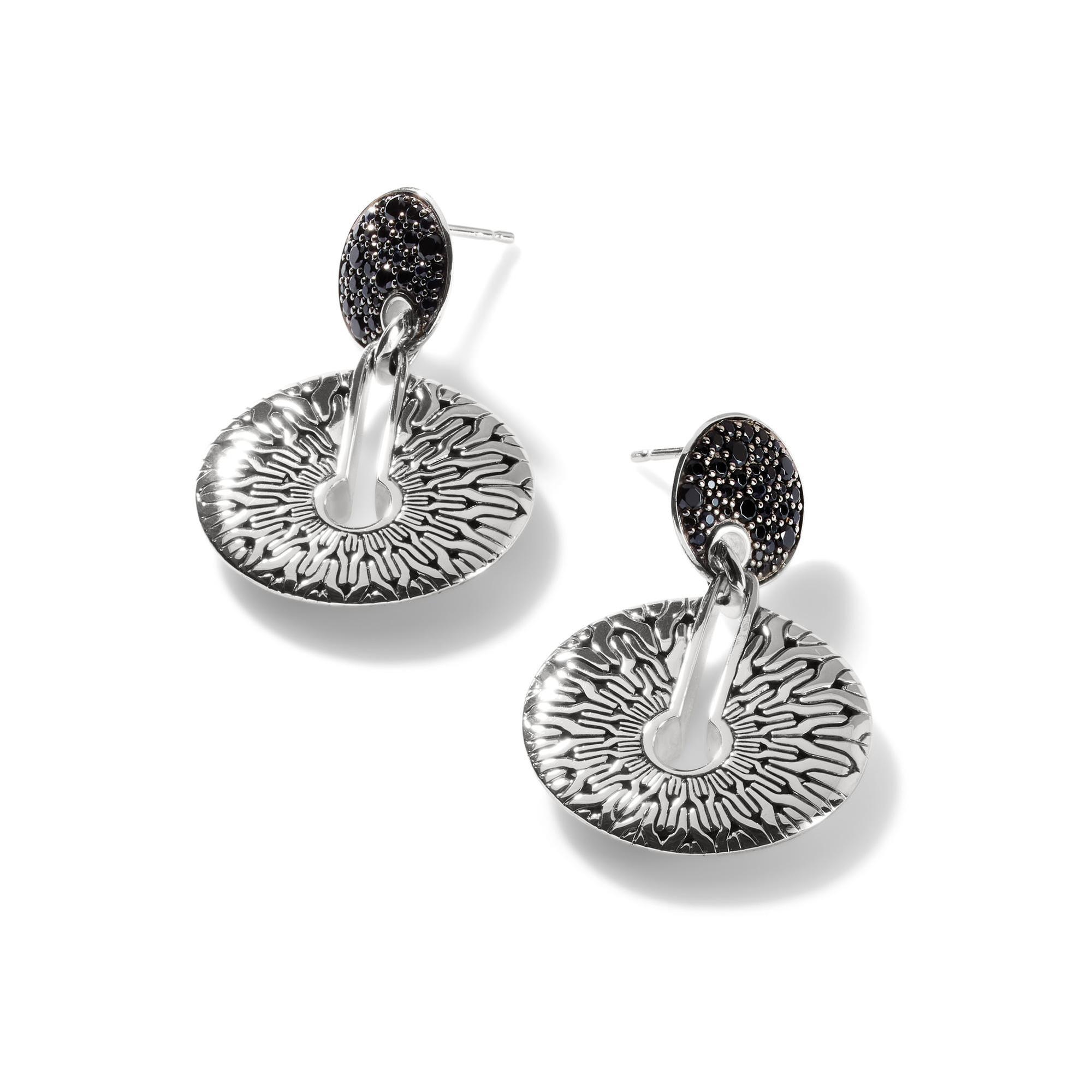 John Hardy Classic Chain Radial Pave Sterling Silver Drop Earring