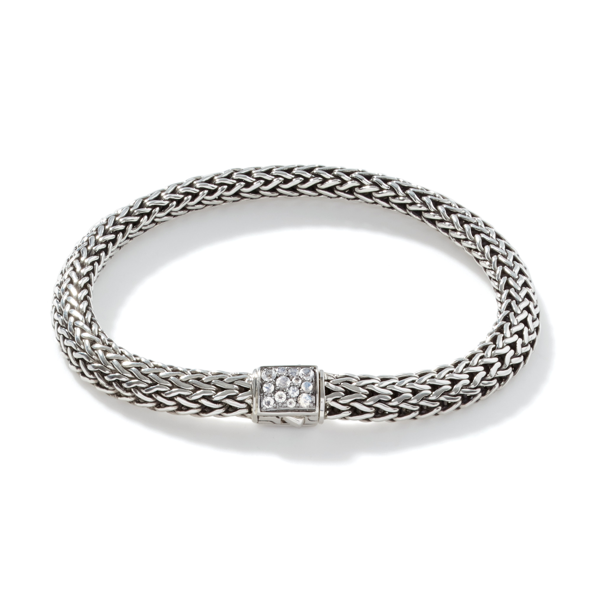 John Hardy Classic Chain Silver Reversible Bracelet with Treated Black Sapphire and Rainbow Moonstone 675 Inches 1150$