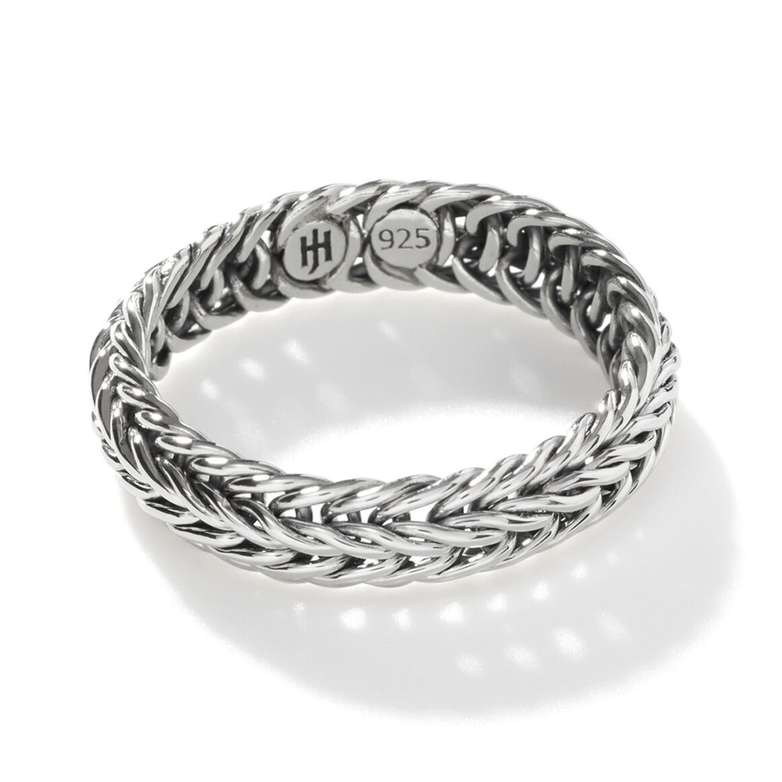 John Hardy Womens Kami Sterling Silver Chain Band Ring 45mm Ring Size 8 425$