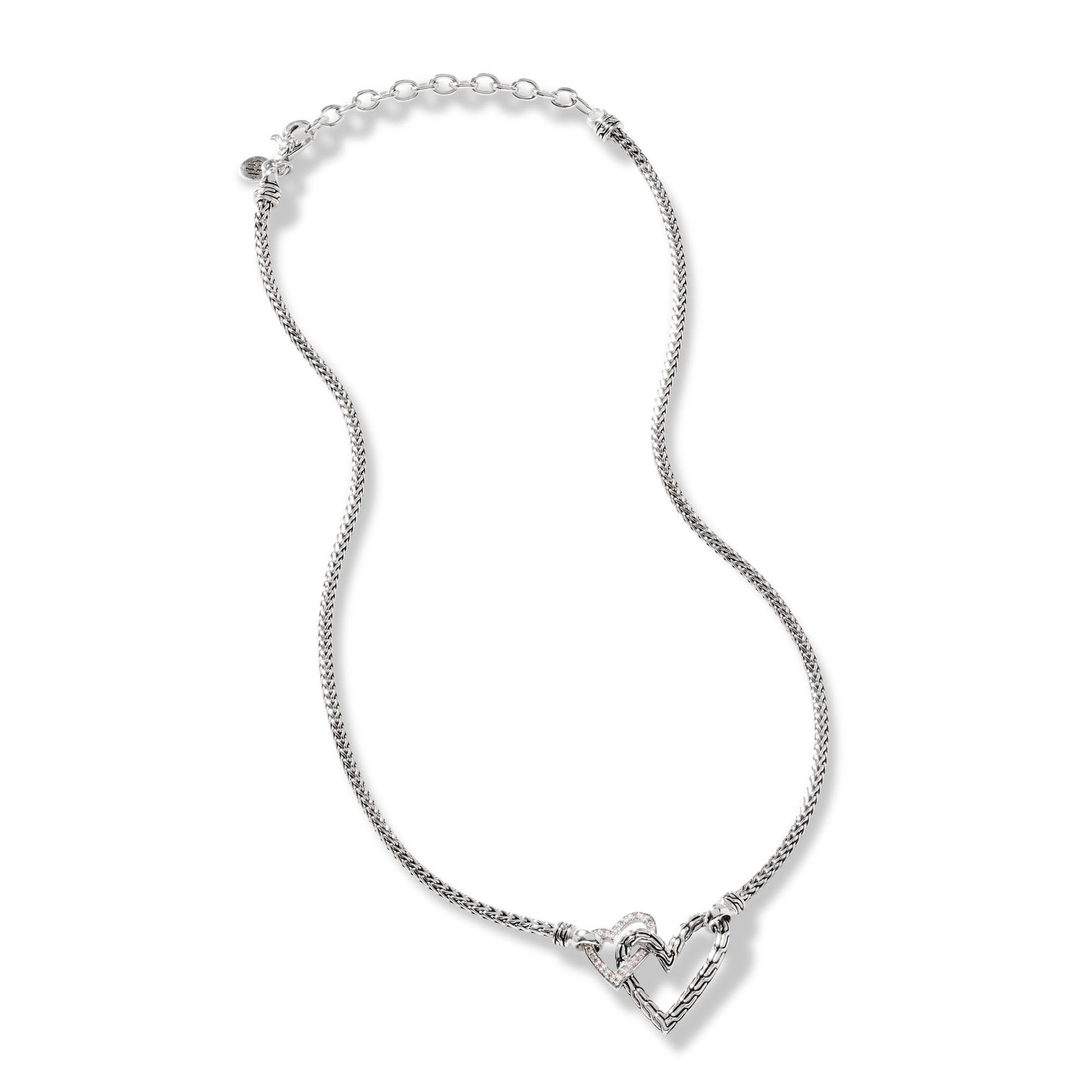 John Hardy Manah Diamond Pave Interlocking Heart Sterling Silver 