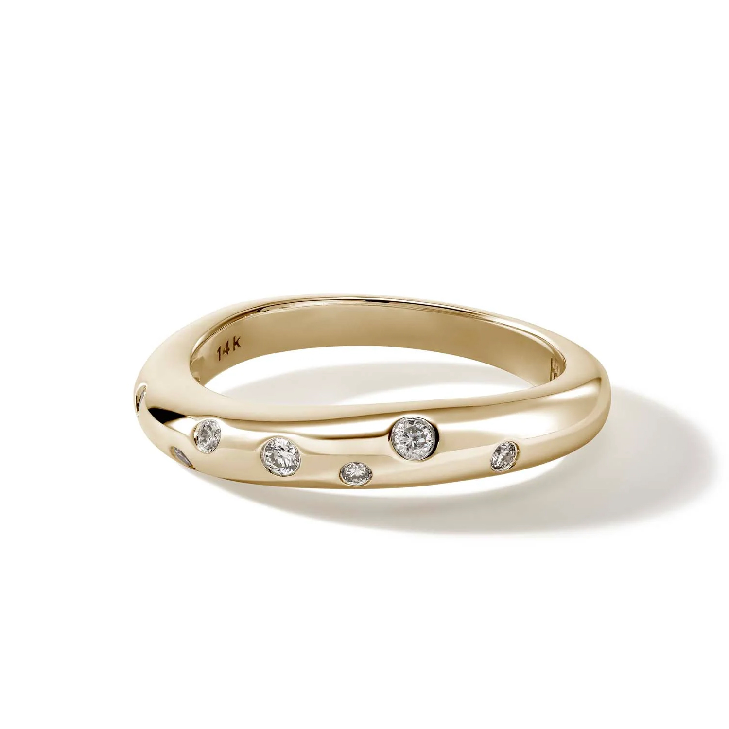John Hardy Women's Surf 1/10ctw Diamond 3.8mm Yellow Gold Ring Ring Size: 7