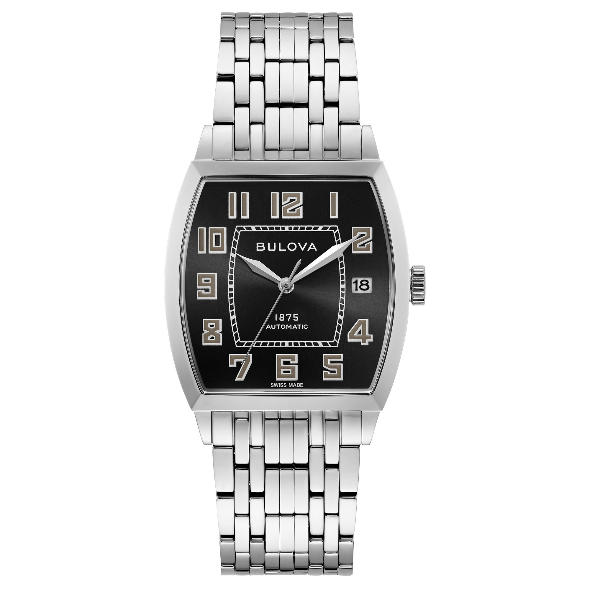 Joseph Bulova Banker Limited Edition Black Dial Stainless Steel Bracelet Watch 33mm - 96B330