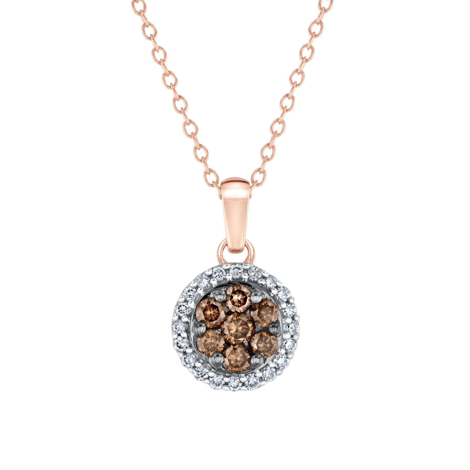 Kallati Diamond and Coco Diamond Halo Pendant Necklace 1/2ctw