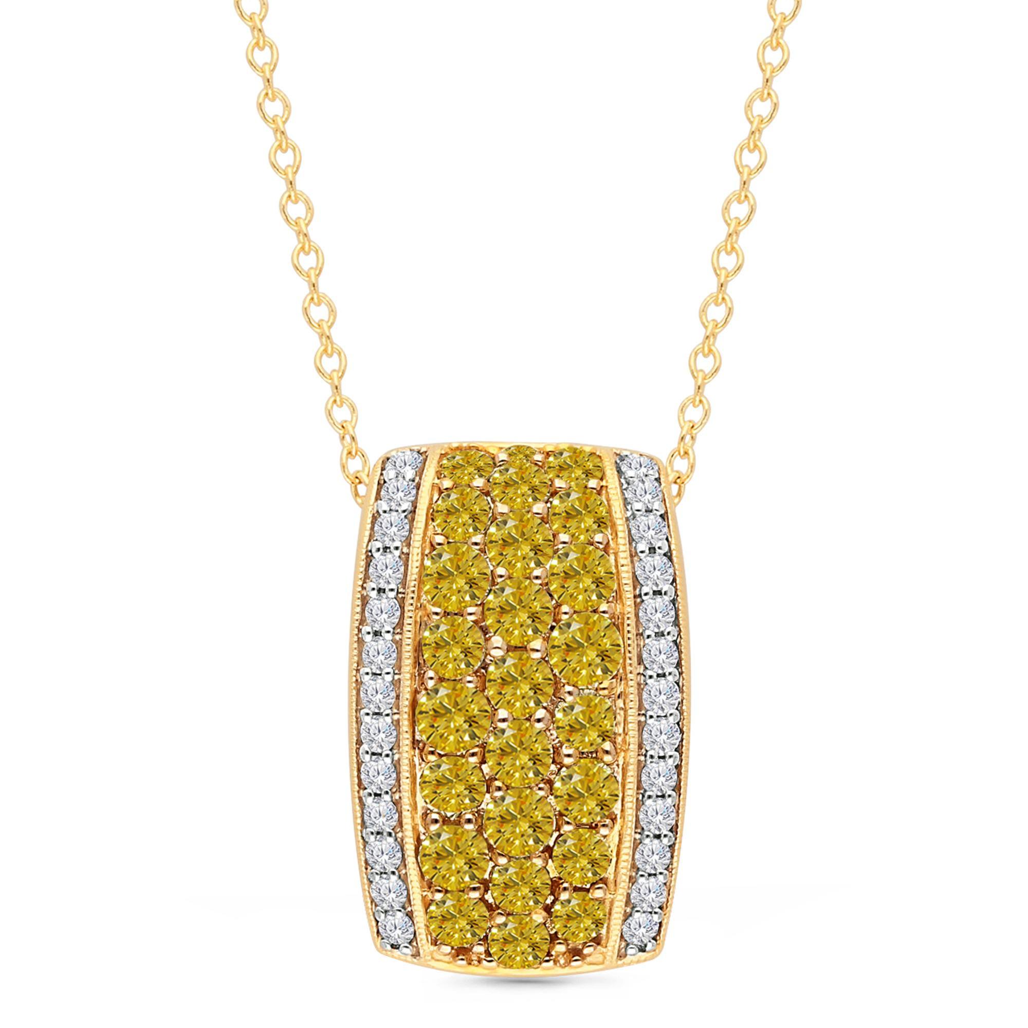 Kallati Yellow Gold Fancy Yellow and White Diamond Pendant 1 1/4c
