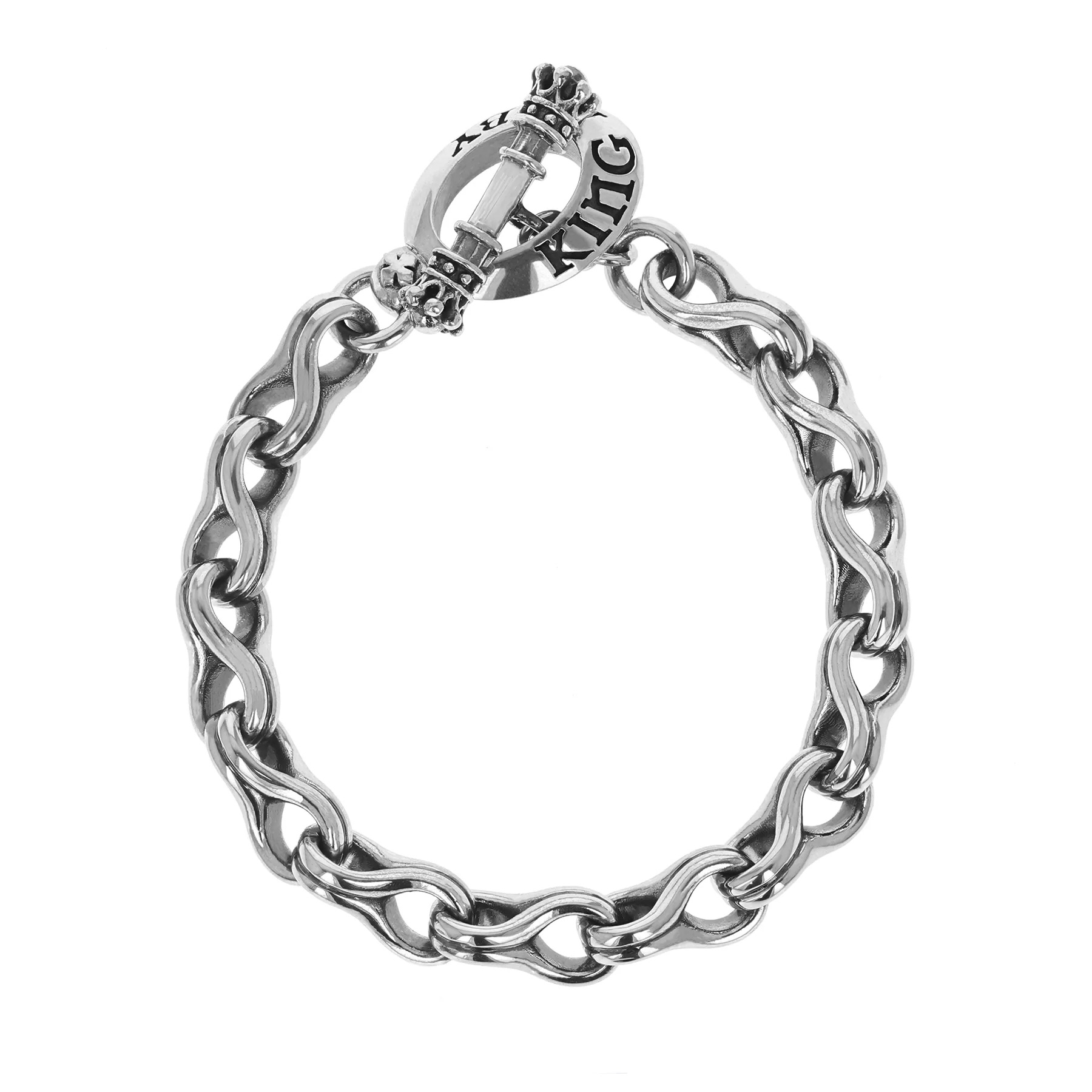 King Baby Large Twisted Eight Link Chain Sterling Silver Bracelet | 10mm | 8.75 Inches -  K42-3400