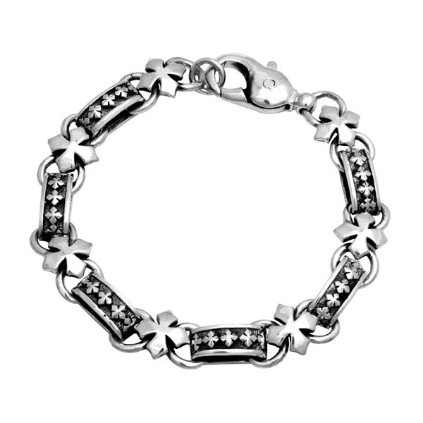 King Baby MB Cross Light Link Sterling Silver Bracelet | 8.75 Inches -  K42-5081