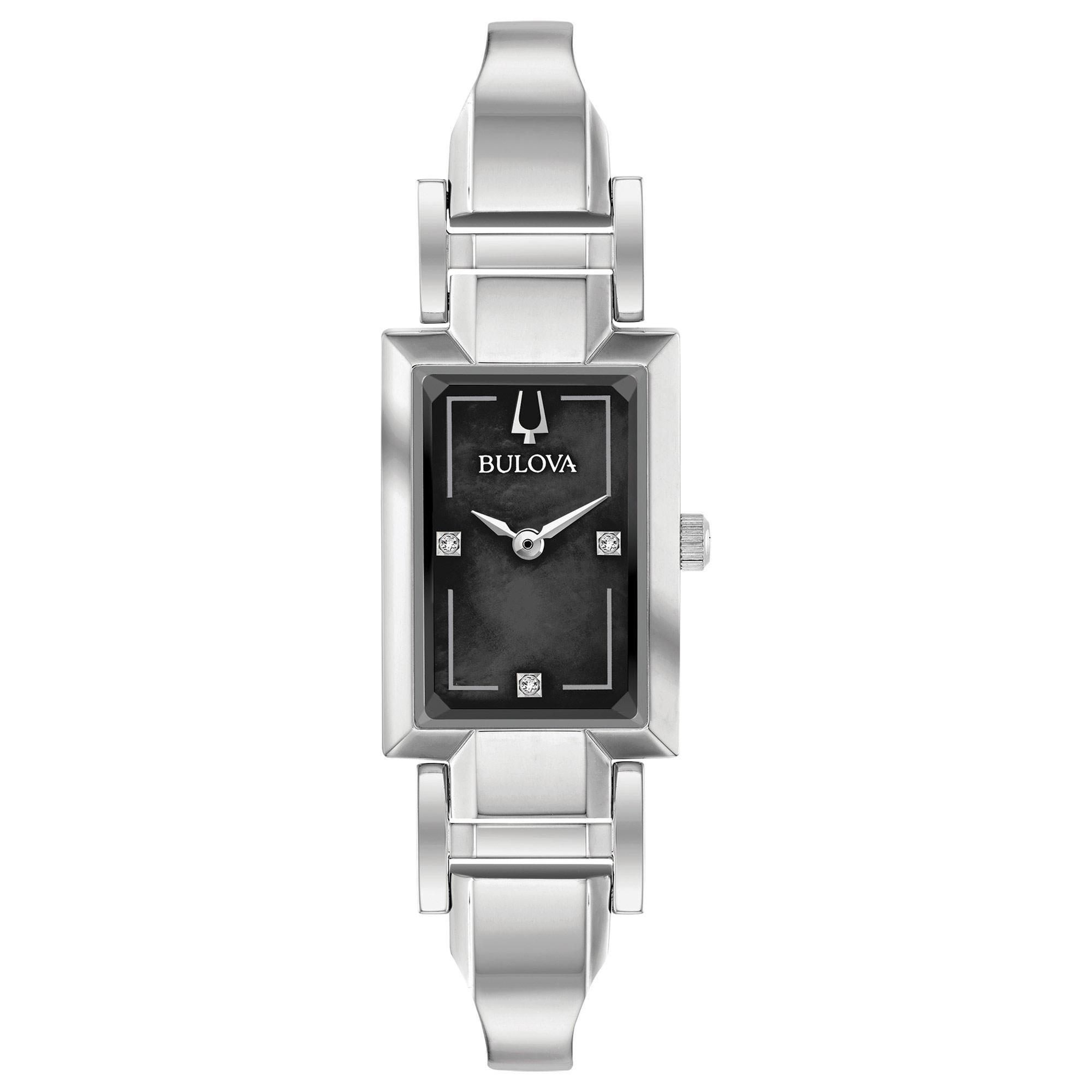 Ladies' Bulova Classic Diamond Accent Stainless Steel Half-Bangle