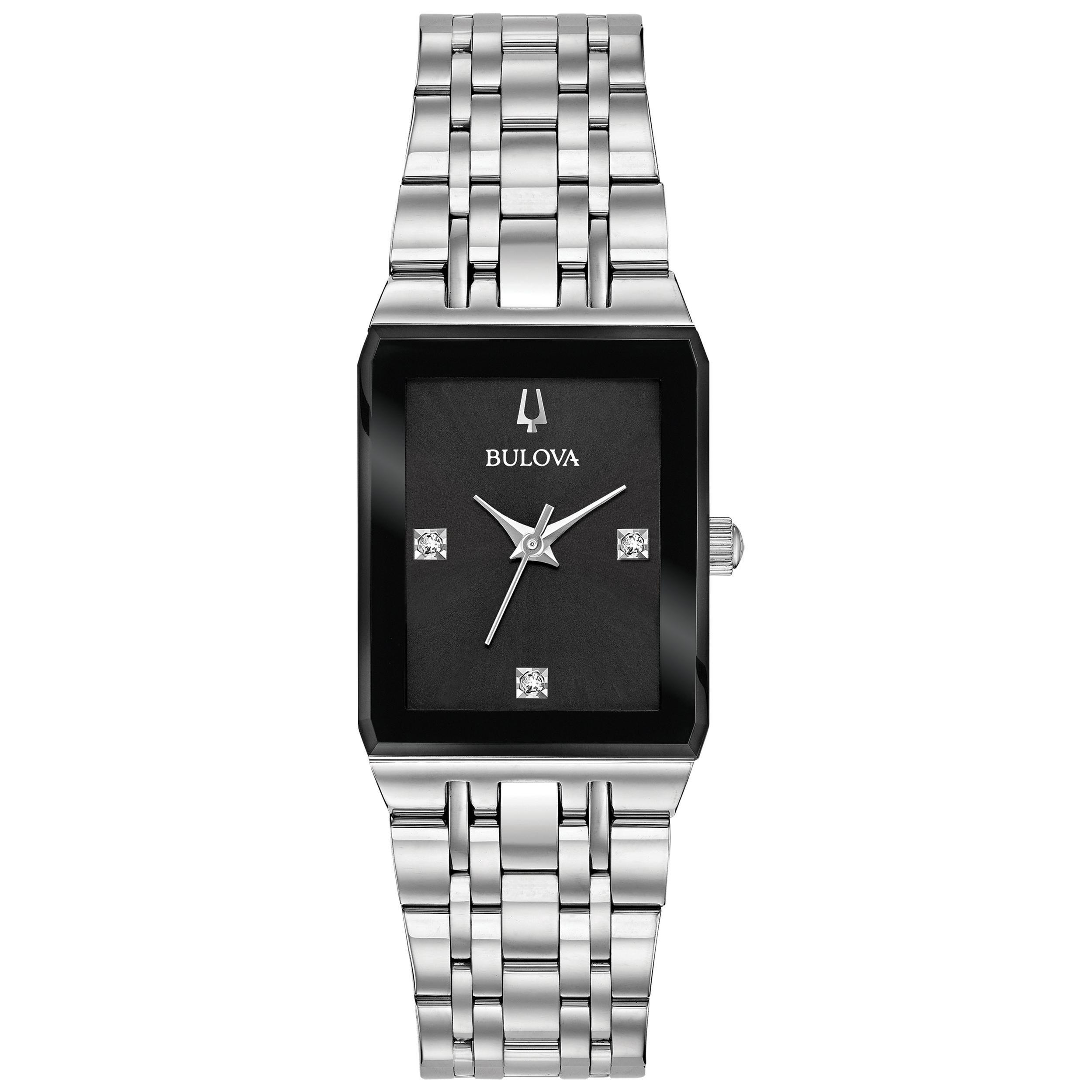 Ladies' Bulova Futuro Quadra Diamond Rectangular Case Stainless S