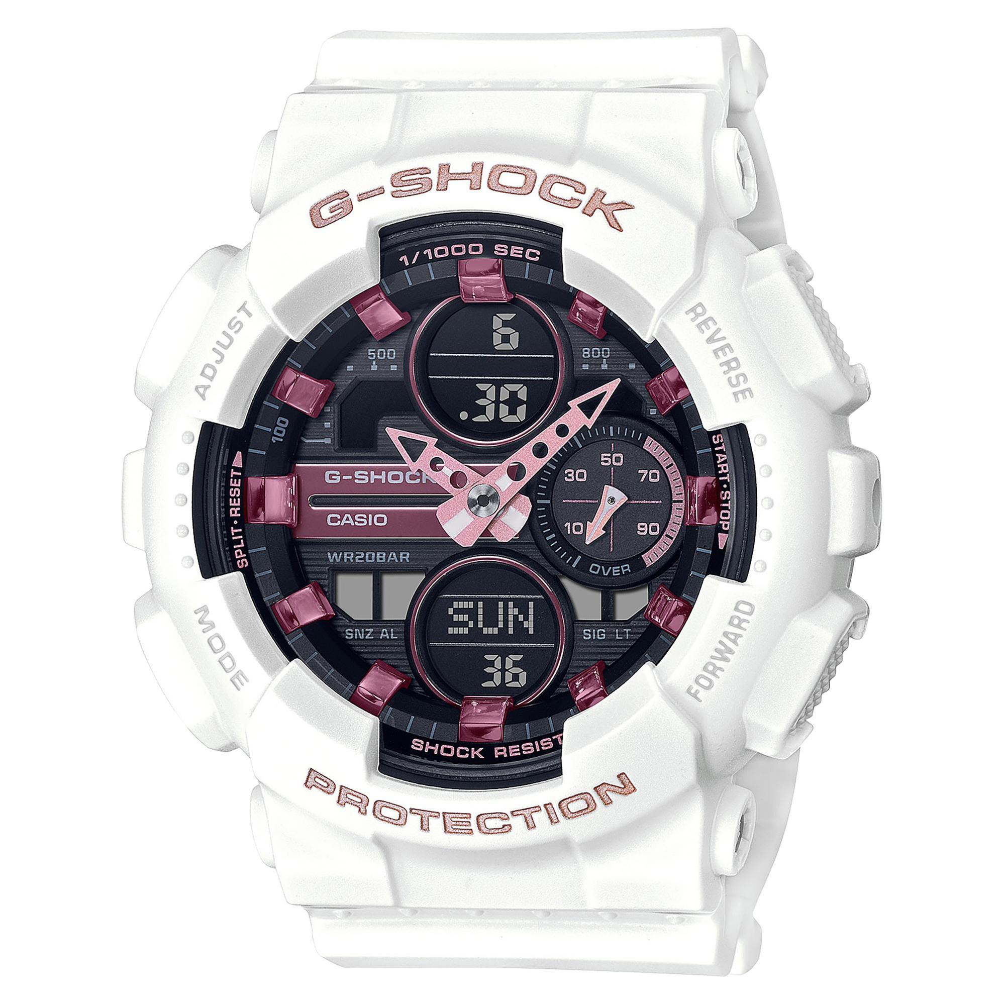 Ladies' Casio G-Shock Analog-Digital White Resin Watch GMAS140M-7