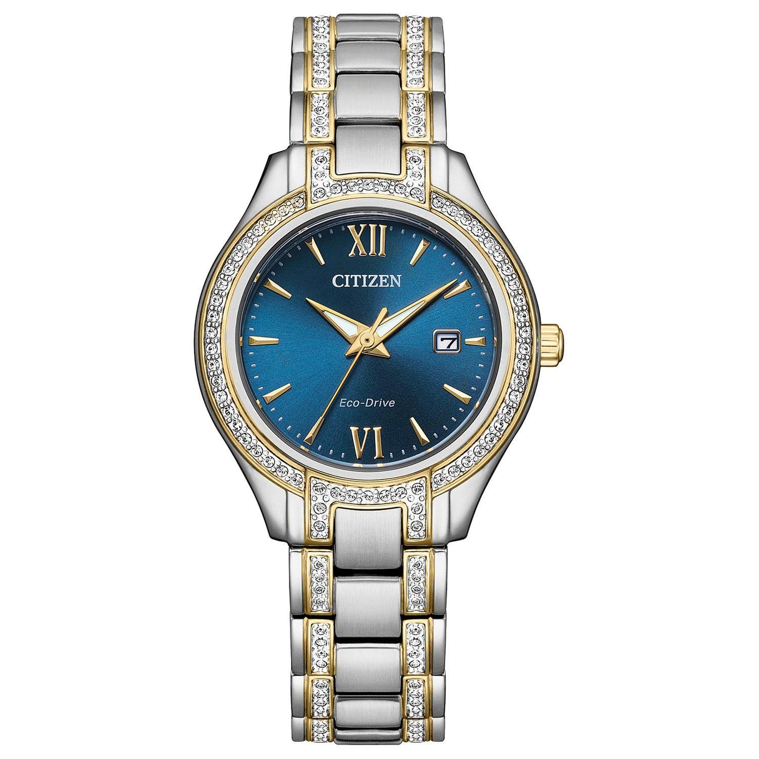 Citizen Ladies Eco-Drive Silhouette Crystal Blue Dial Watch 30mm FE1234-50L 395$