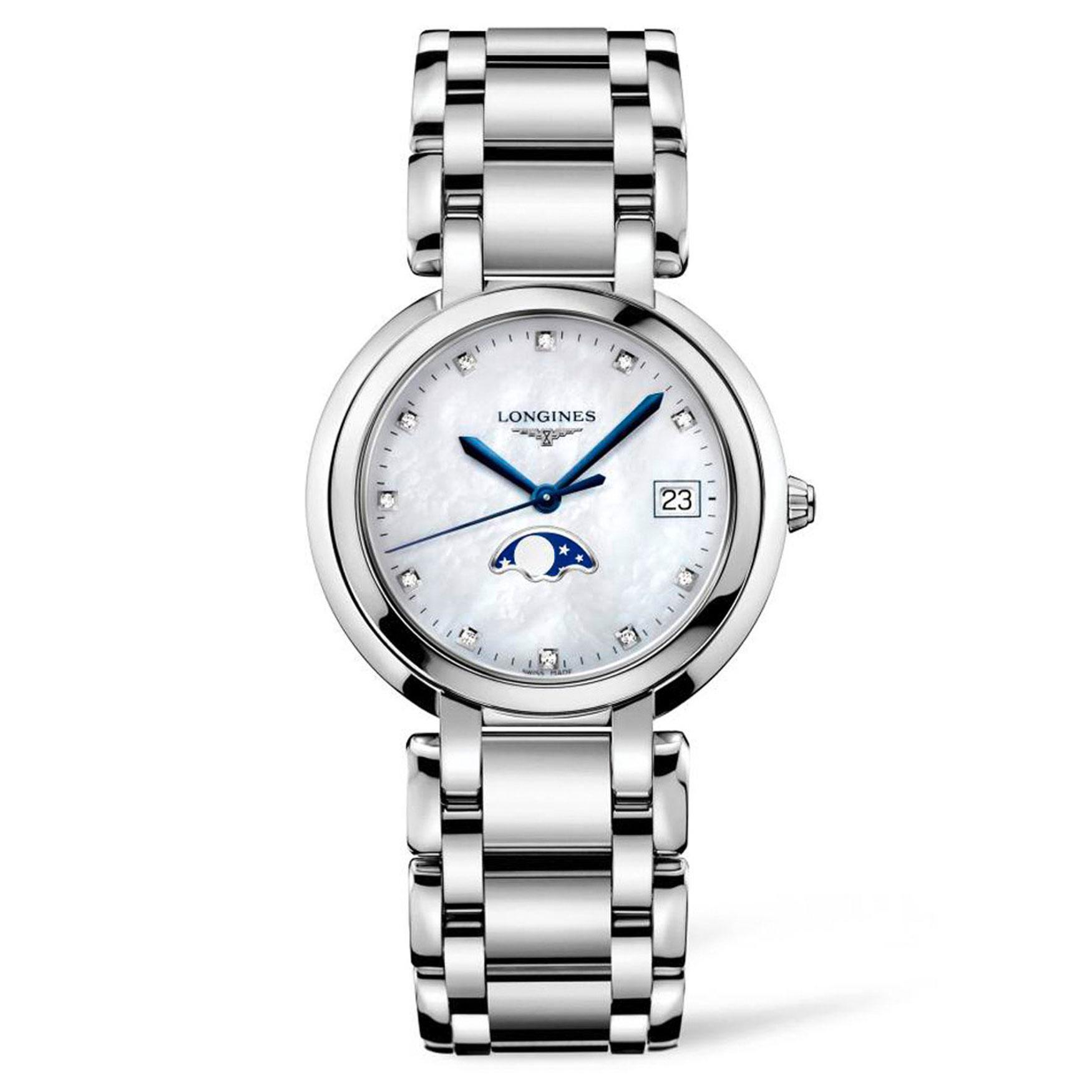 Ladies' Longines PrimaLuna Diamond Stainless Steel Watch L81164876