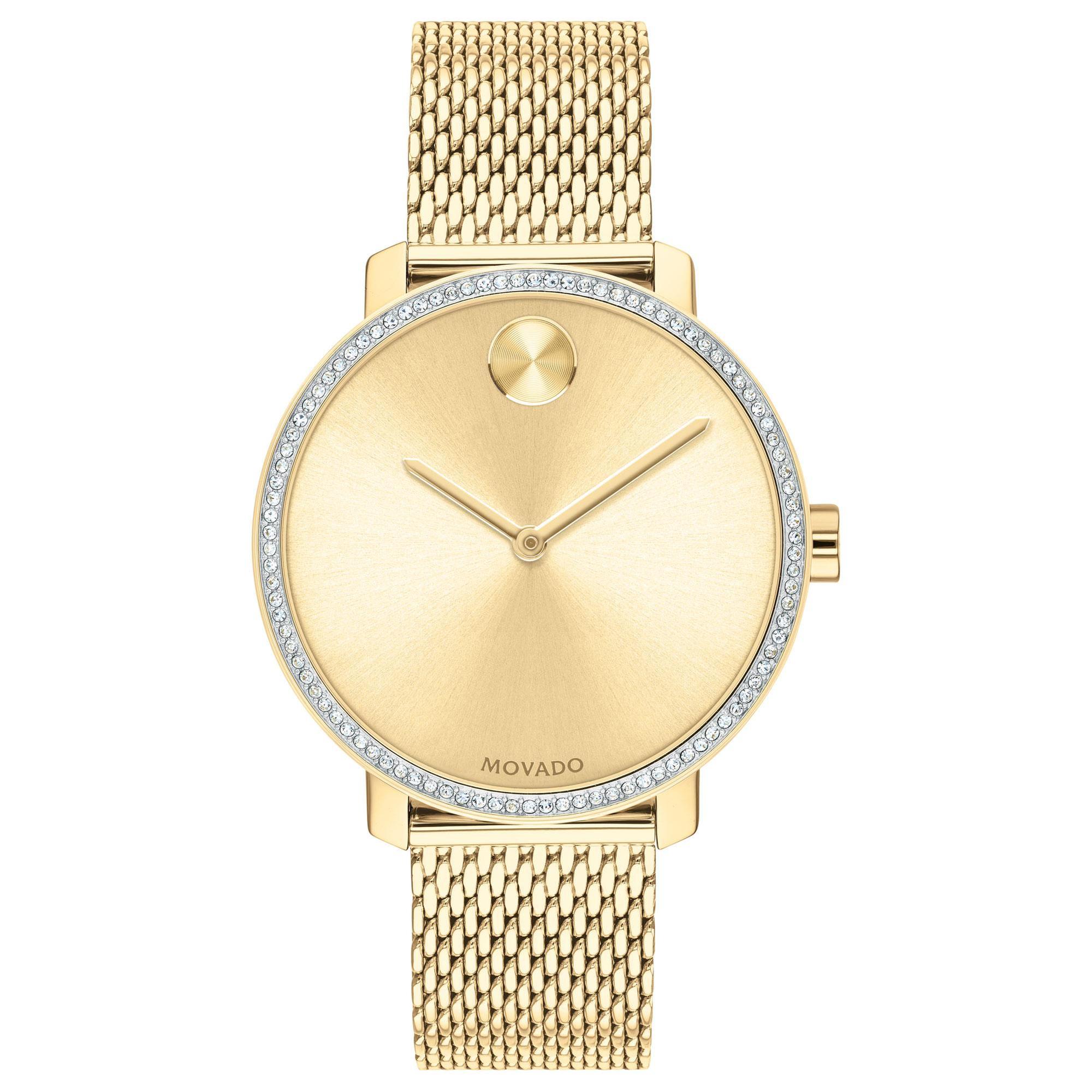 Ladies Movado BOLD Shimmer Crystal Bezel and Pale Gold Ion-Plated